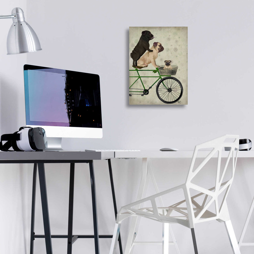 Epic Art 'Pugs on Bicycle' by Fab Funky, Acrylic Glass Wall Art,12x16