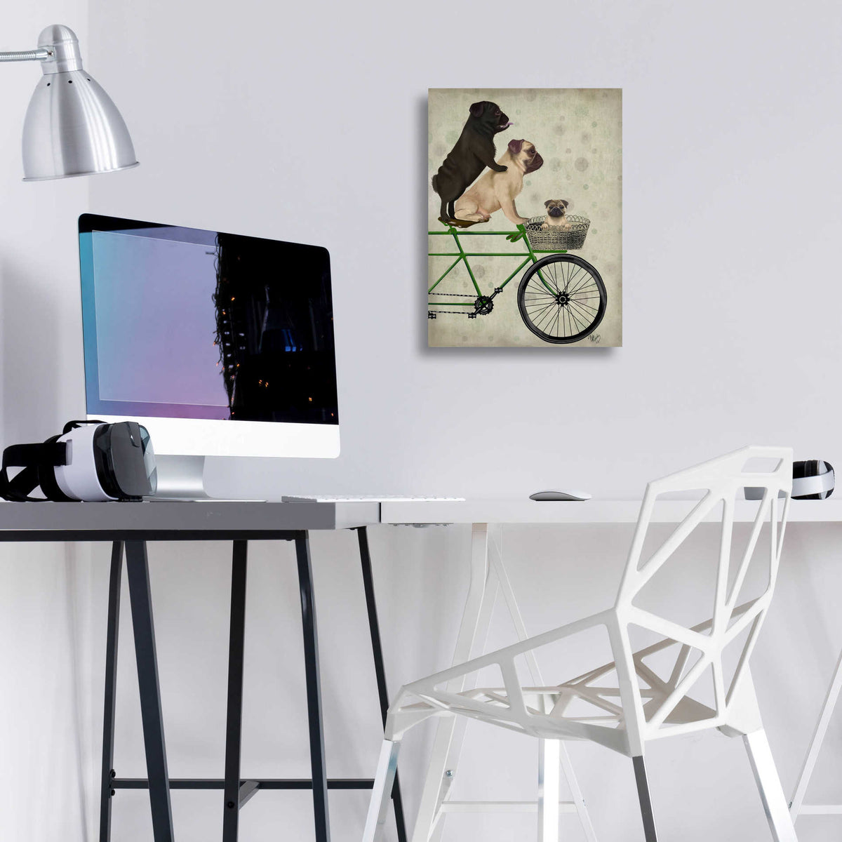 Epic Art 'Pugs on Bicycle' by Fab Funky, Acrylic Glass Wall Art,12x16