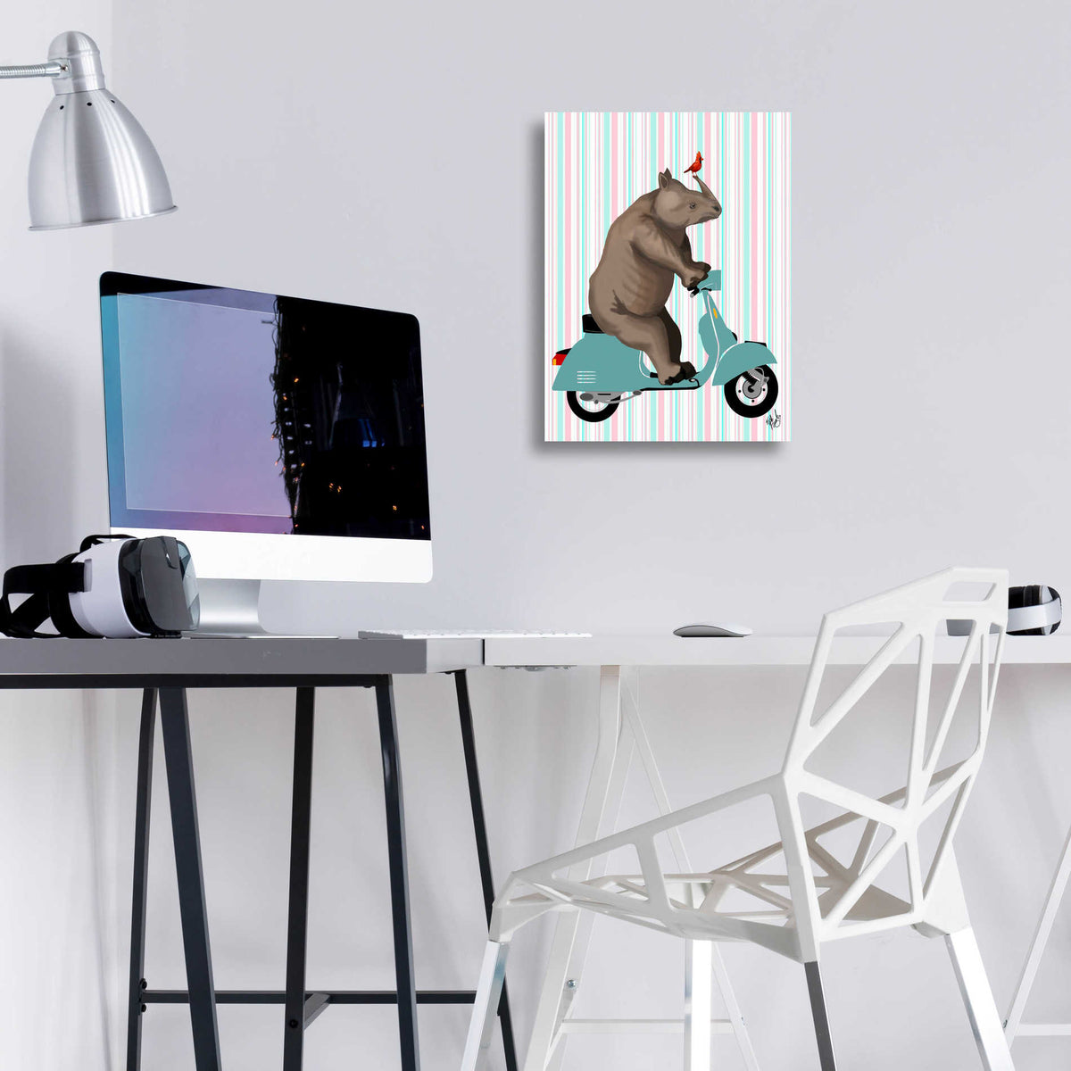 Epic Art 'Rhino on Moped' by Fab Funky, Acrylic Glass Wall Art,12x16