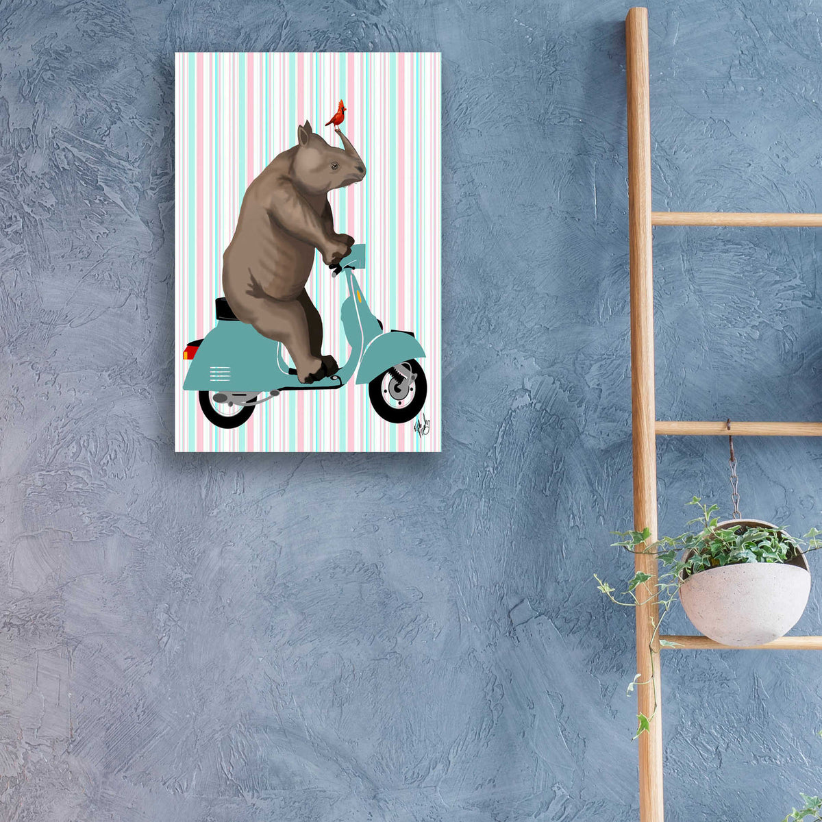 Epic Art 'Rhino on Moped' by Fab Funky, Acrylic Glass Wall Art,16x24