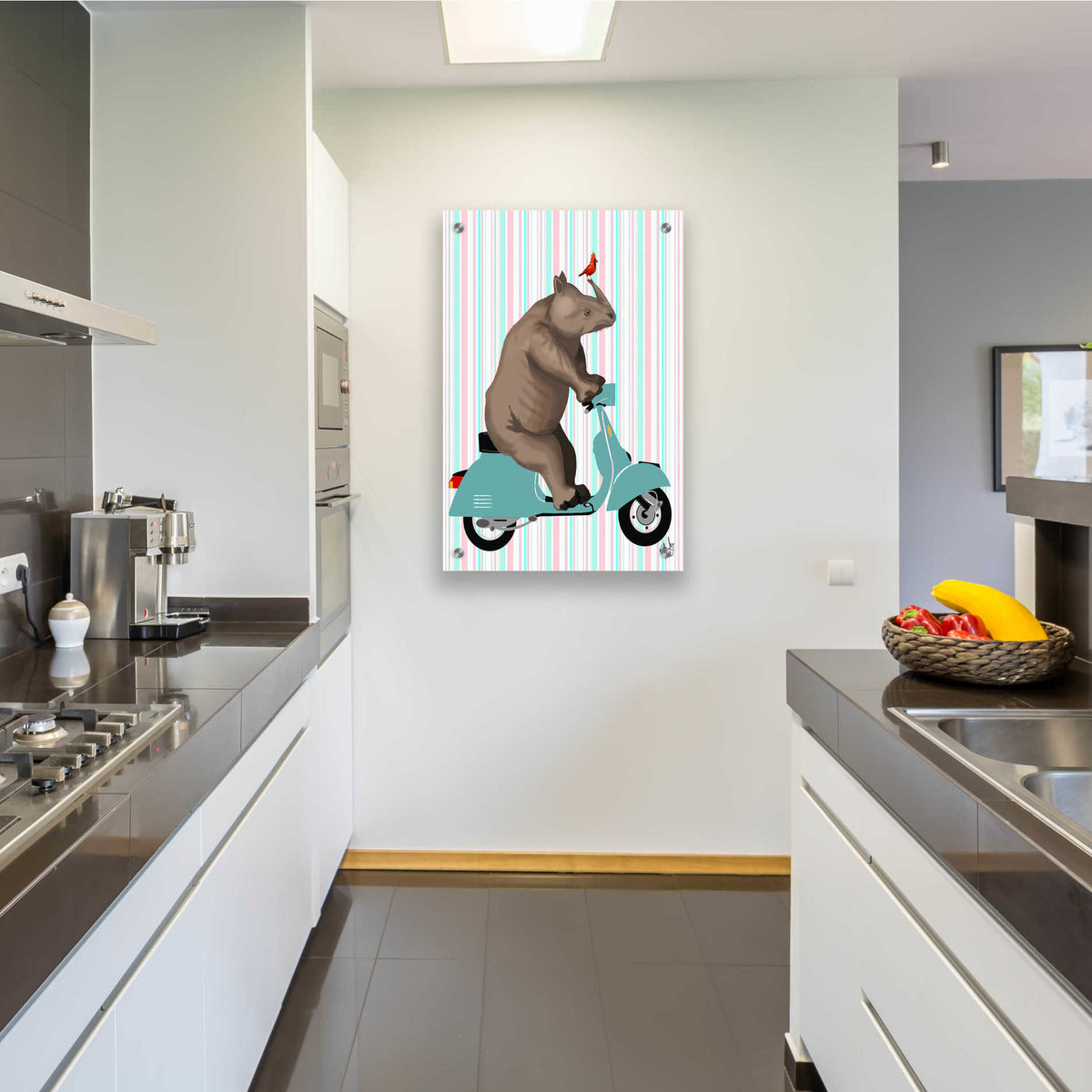 Epic Art 'Rhino on Moped' by Fab Funky, Acrylic Glass Wall Art,24x36