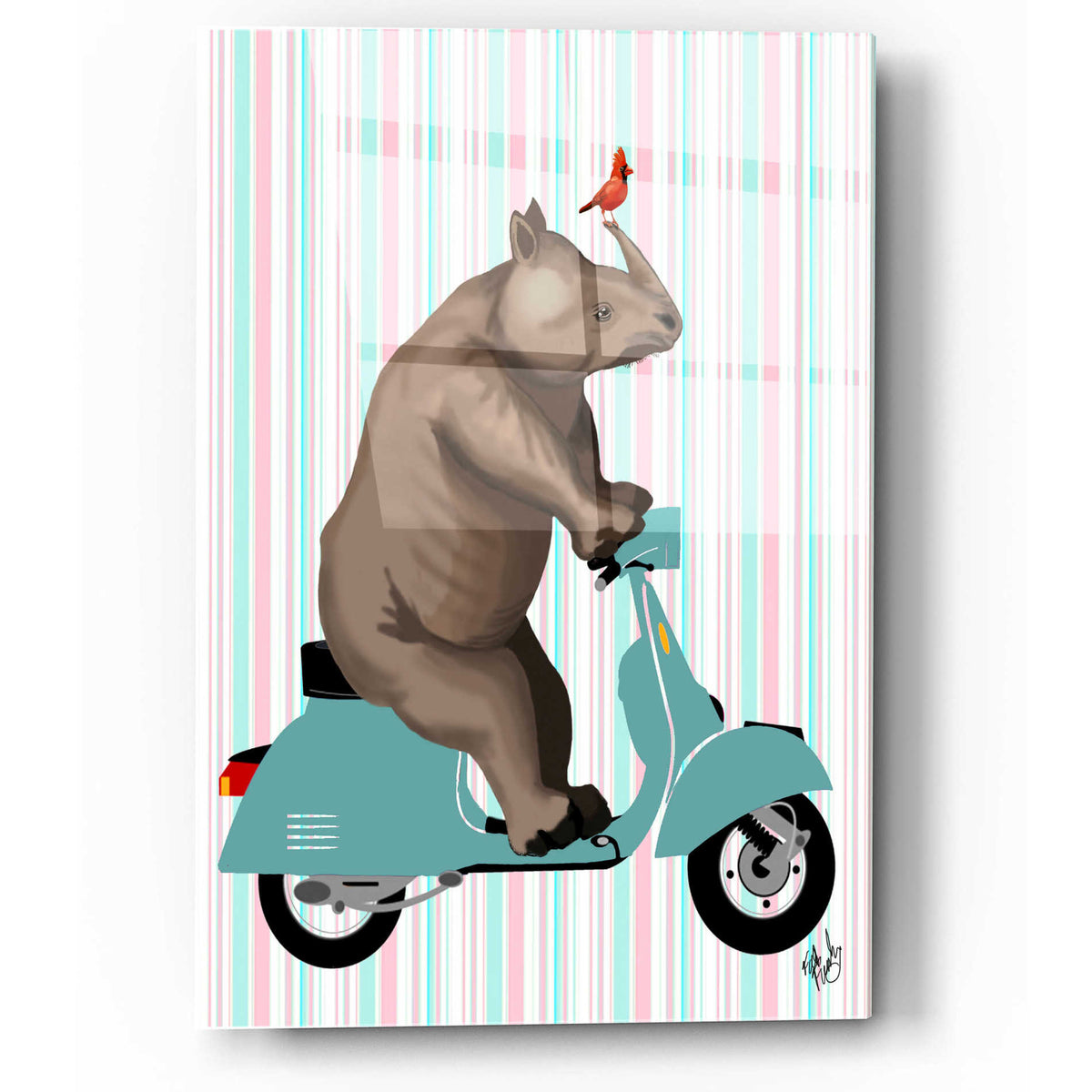 Epic Art 'Rhino on Moped' by Fab Funky, Acrylic Glass Wall Art