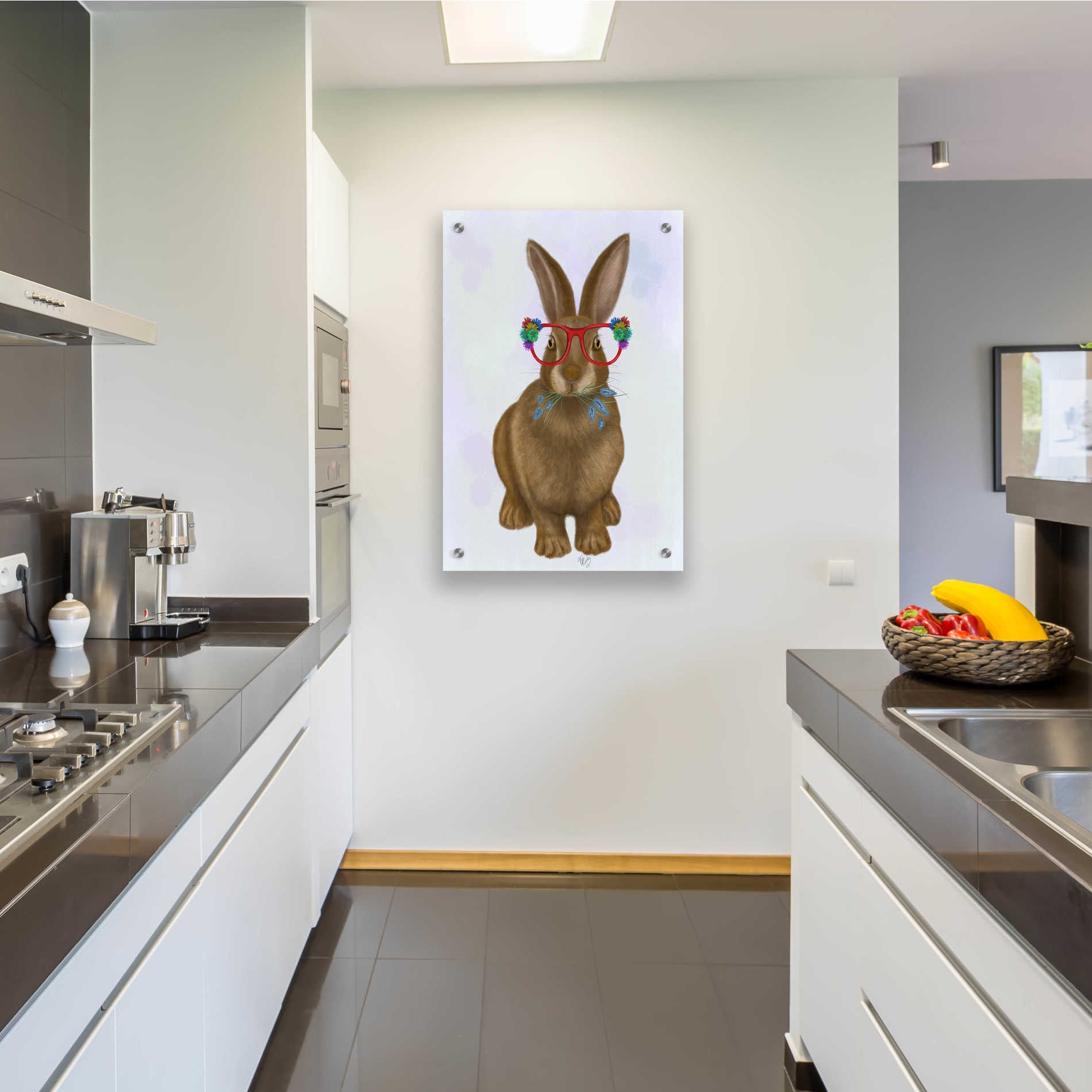 Epic Art 'Rabbit and Flower Glasses' by Fab Funky, Acrylic Glass Wall Art,24x36