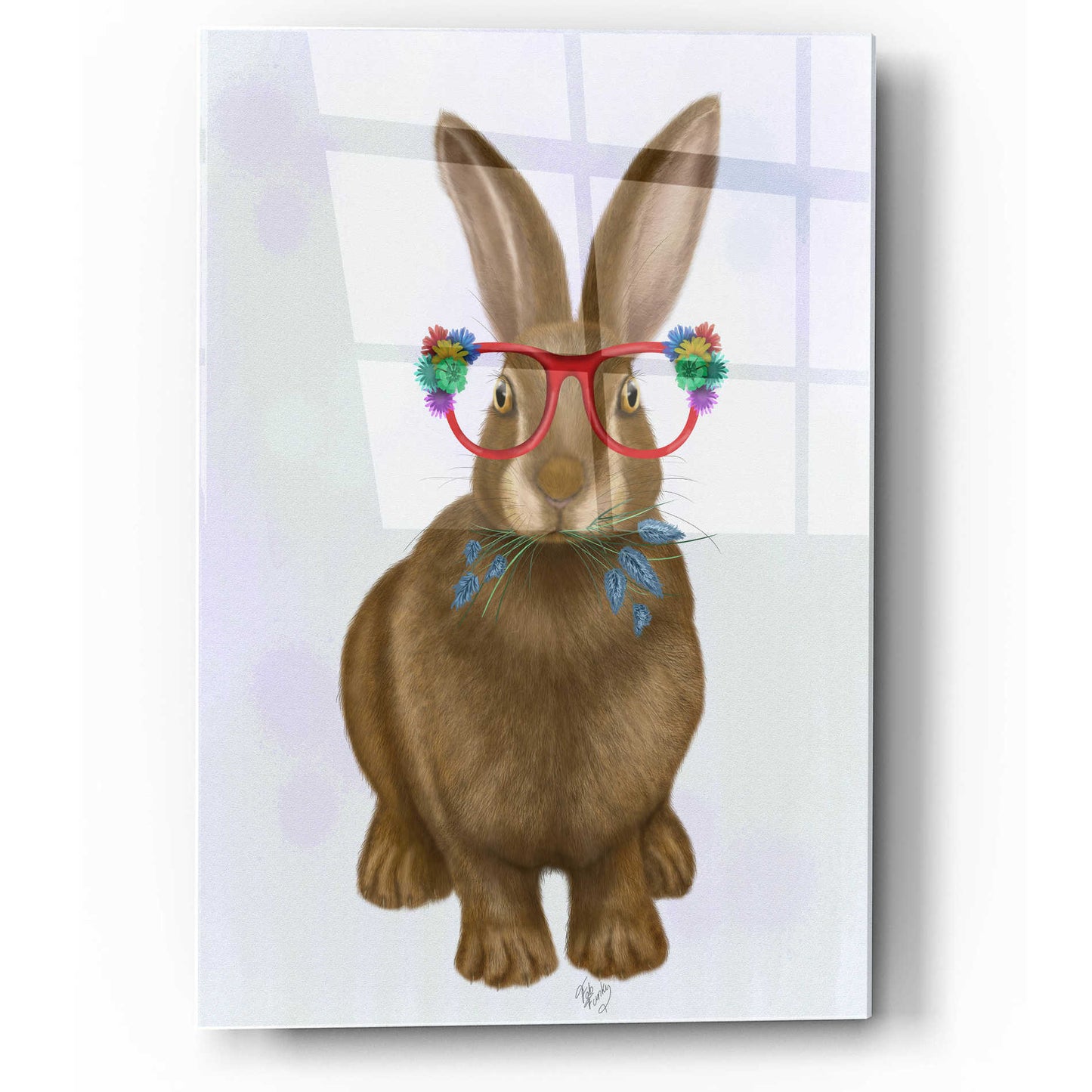 Epic Art 'Rabbit and Flower Glasses' by Fab Funky, Acrylic Glass Wall Art