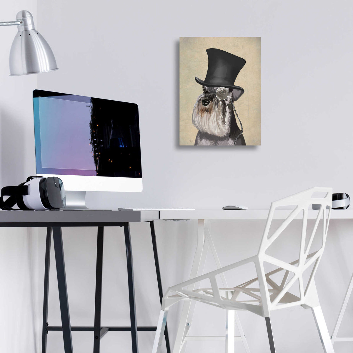 Epic Art 'Schnauzer, Formal Hound and Hat' by Fab Funky, Acrylic Glass Wall Art,12x16