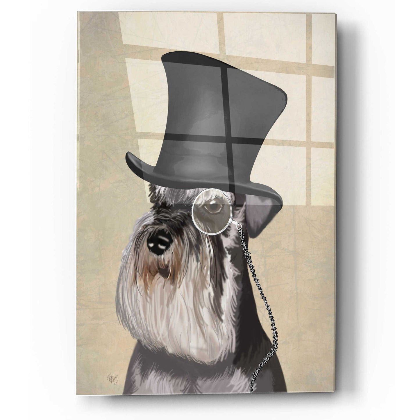 Epic Art 'Schnauzer, Formal Hound and Hat' by Fab Funky, Acrylic Glass Wall Art,12x16