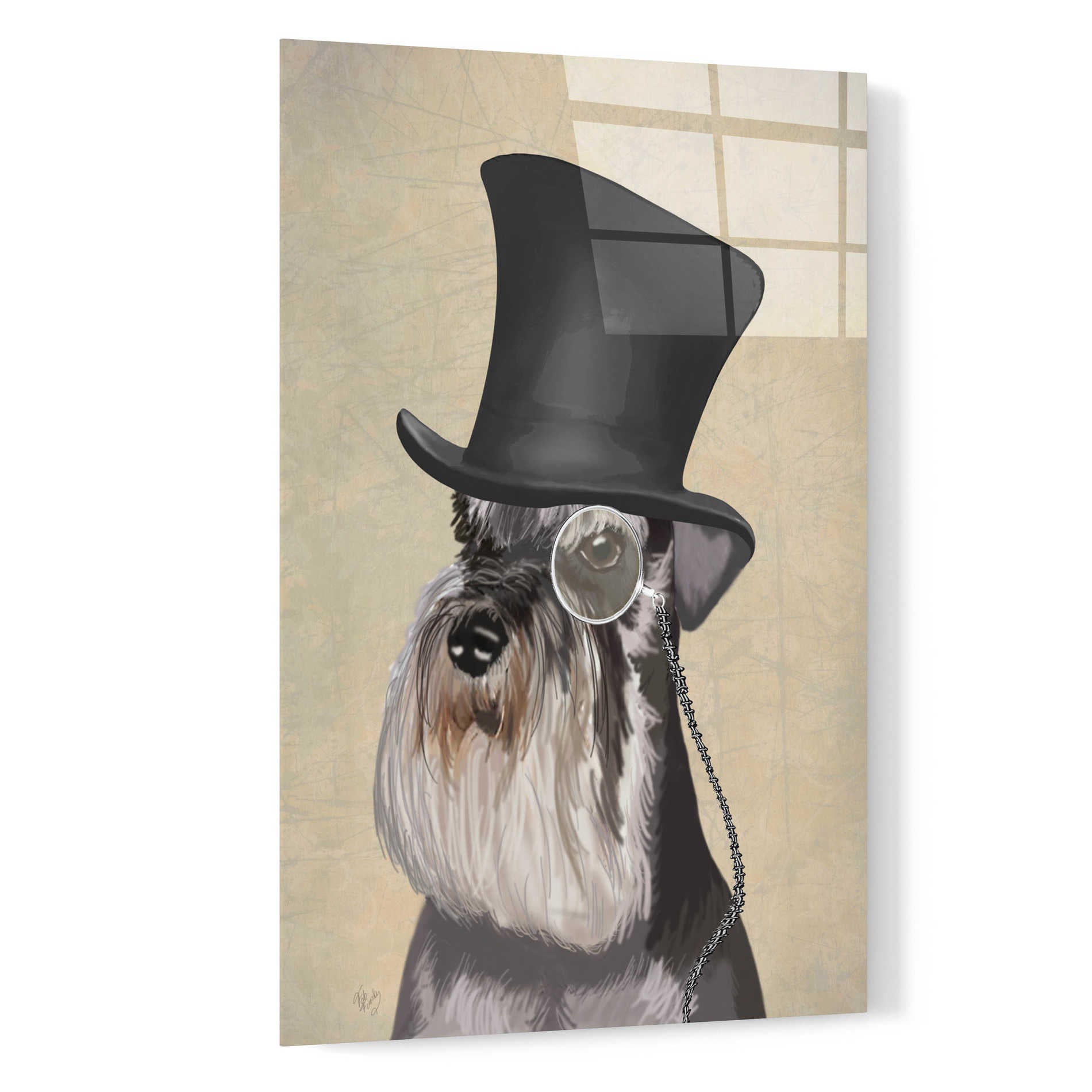Epic Art 'Schnauzer, Formal Hound and Hat' by Fab Funky, Acrylic Glass Wall Art,16x24