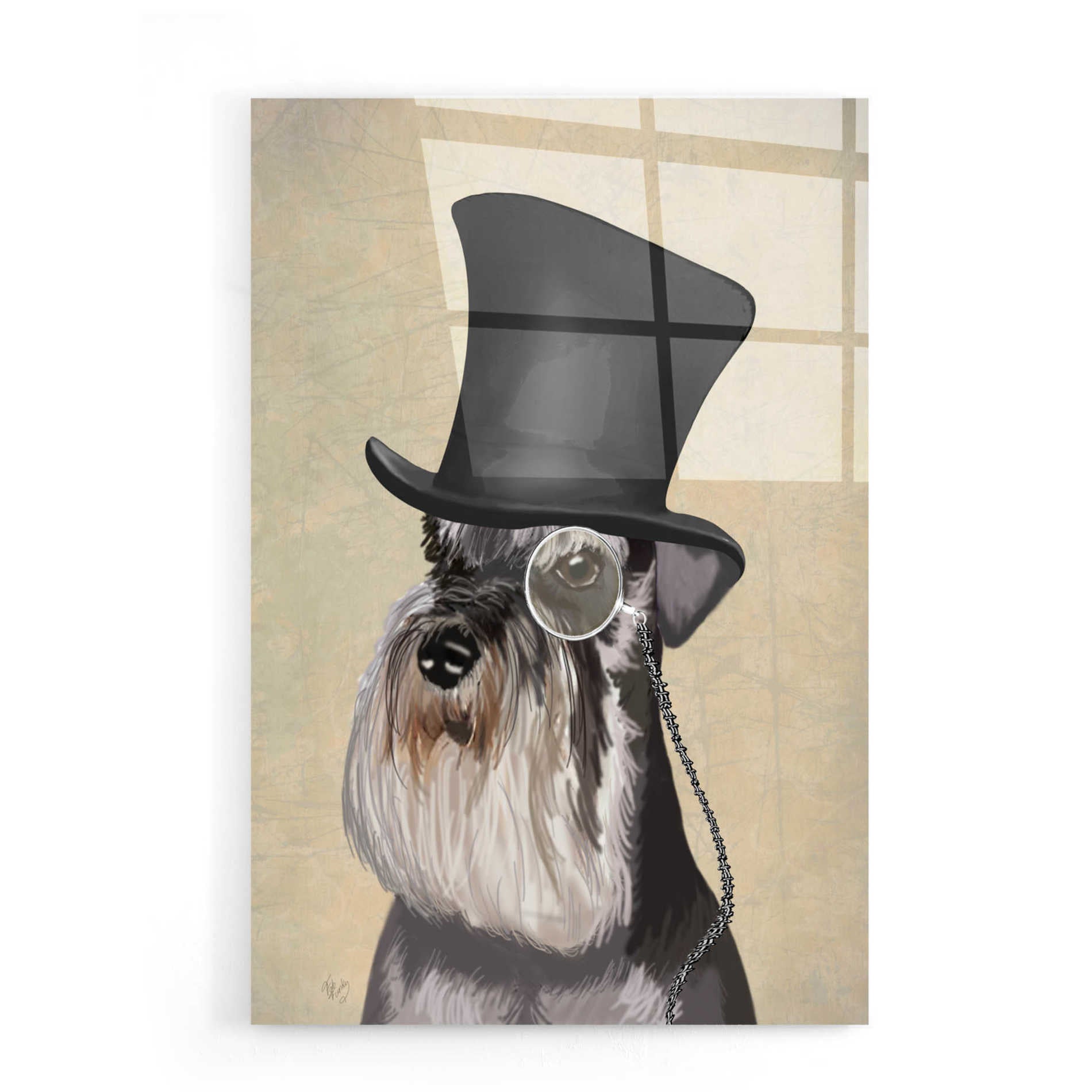 Epic Art 'Schnauzer, Formal Hound and Hat' by Fab Funky, Acrylic Glass Wall Art,16x24