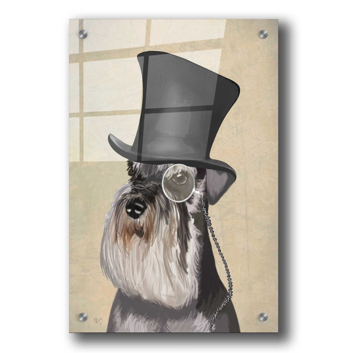 Epic Art 'Schnauzer, Formal Hound and Hat' by Fab Funky, Acrylic Glass Wall Art,24x36