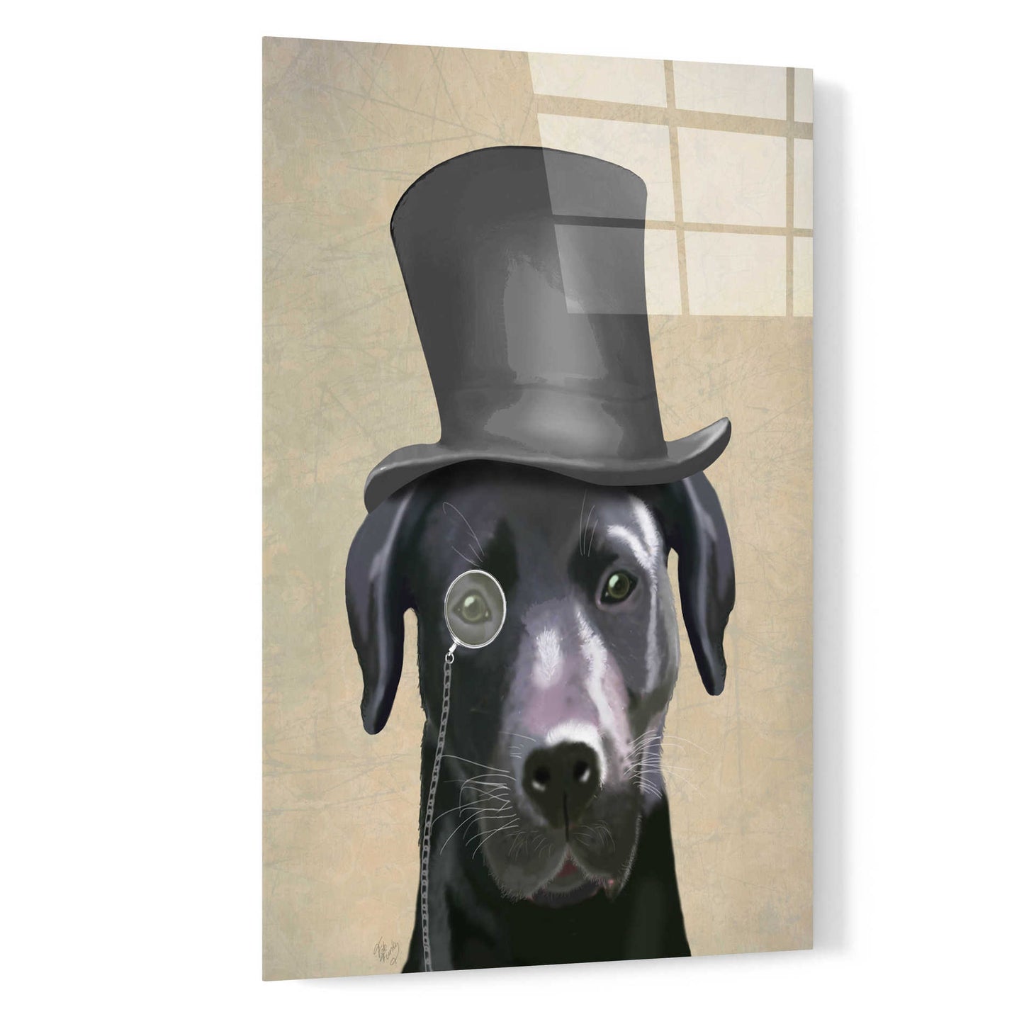 Epic Art 'Black Labrador, Formal Hound and Hat' by Fab Funky, Acrylic Glass Wall Art,16x24