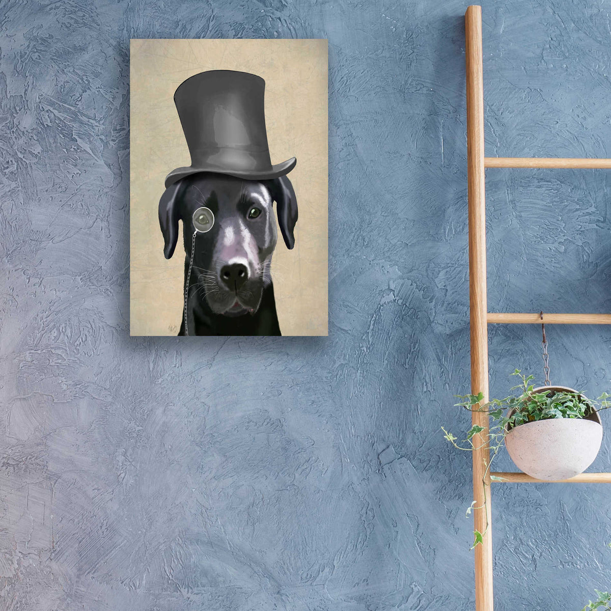 Epic Art 'Black Labrador, Formal Hound and Hat' by Fab Funky, Acrylic Glass Wall Art,16x24