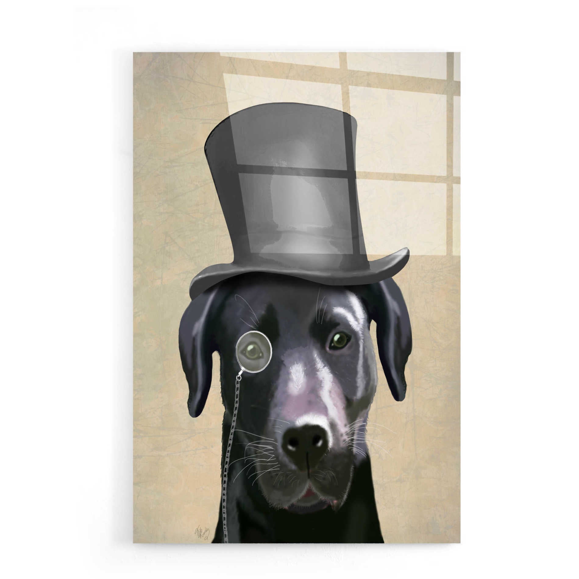 Epic Art 'Black Labrador, Formal Hound and Hat' by Fab Funky, Acrylic Glass Wall Art,16x24