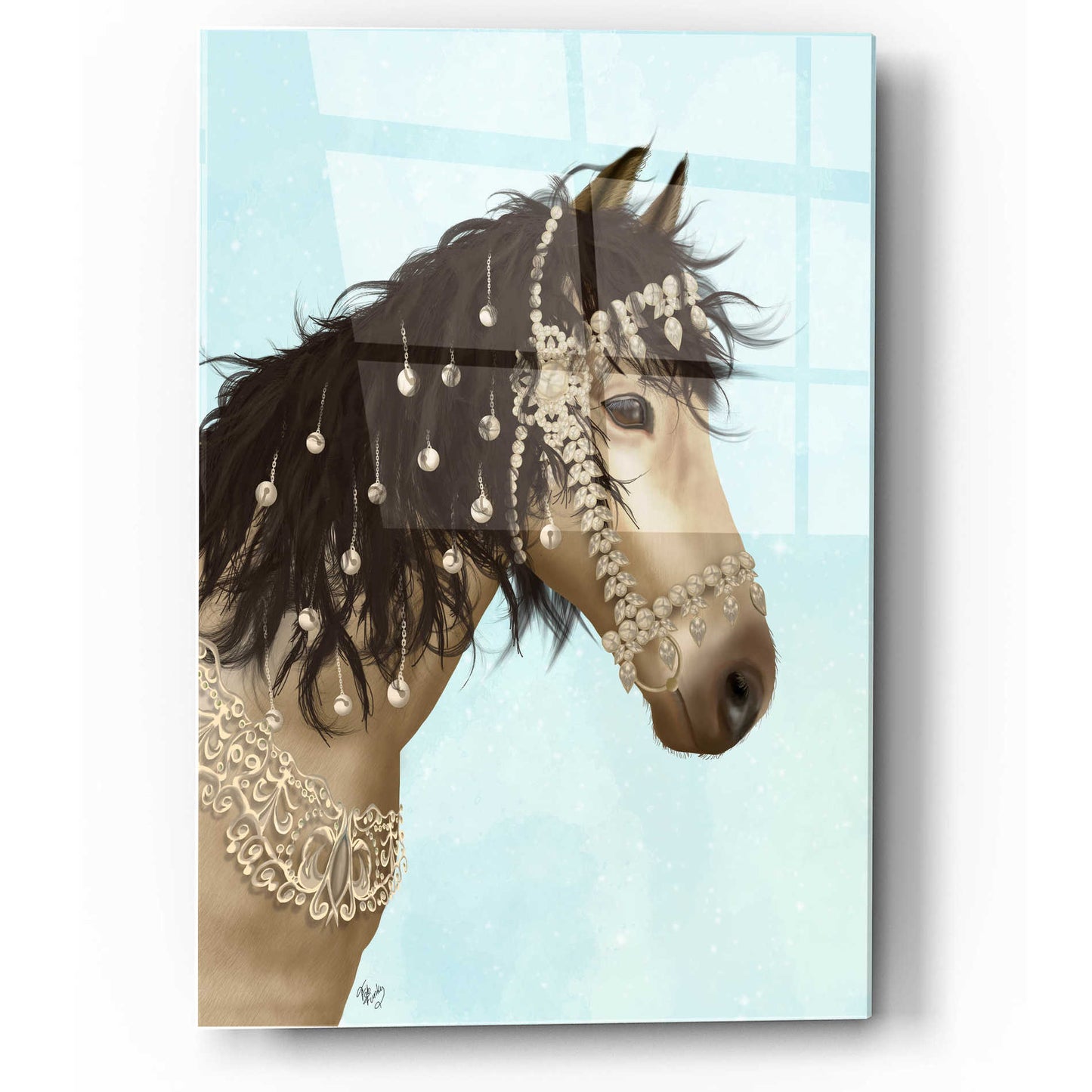 Epic Art 'Horse Buckskin with Jewelled Bridle' by Fab Funky, Acrylic Glass Wall Art,12x16