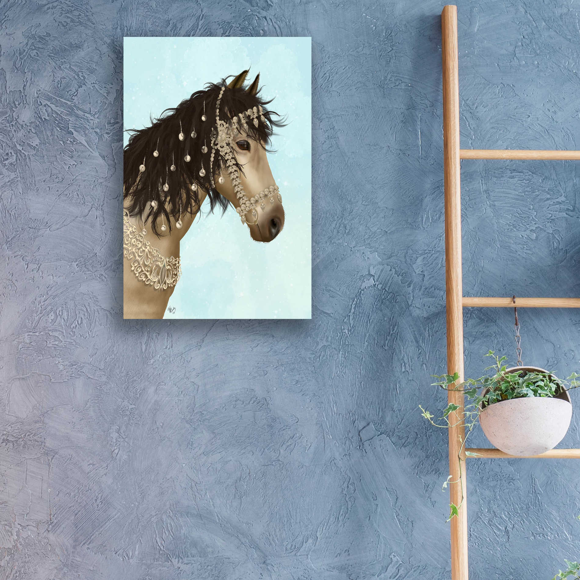 Epic Art 'Horse Buckskin with Jewelled Bridle' by Fab Funky, Acrylic Glass Wall Art,16x24