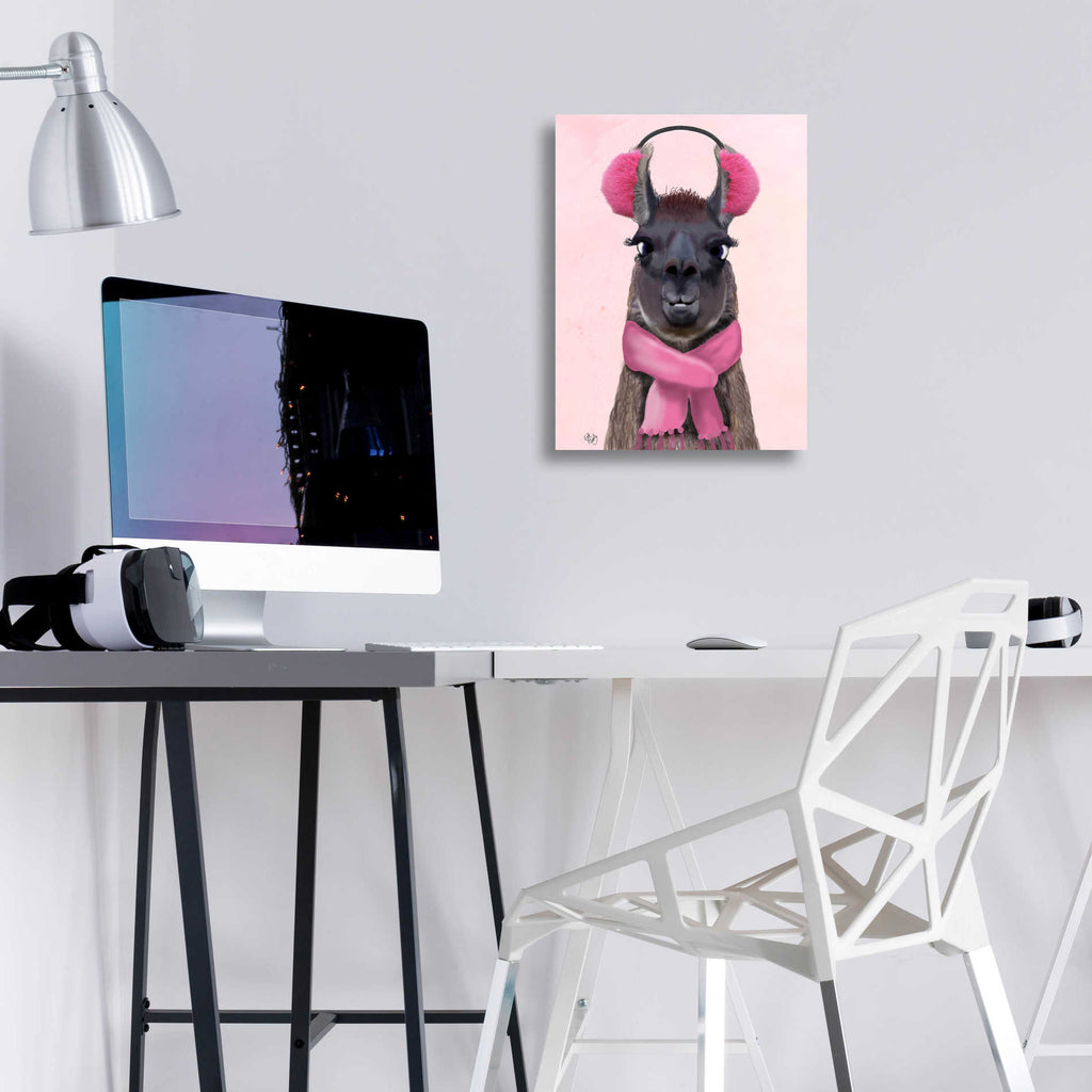 Epic Art 'Chilly Llama Pink' by Fab Funky, Acrylic Glass Wall Art,12x16