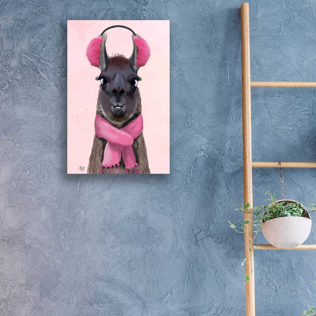 Epic Art 'Chilly Llama Pink' by Fab Funky, Acrylic Glass Wall Art,16x24