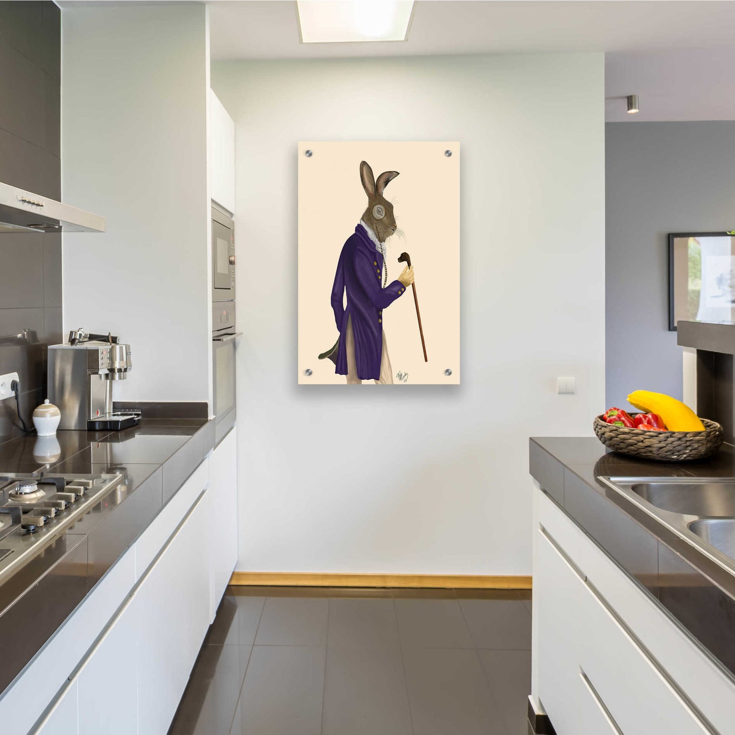 Epic Art 'Hare In Purple Coat' by Fab Funky, Acrylic Glass Wall Art,24x36