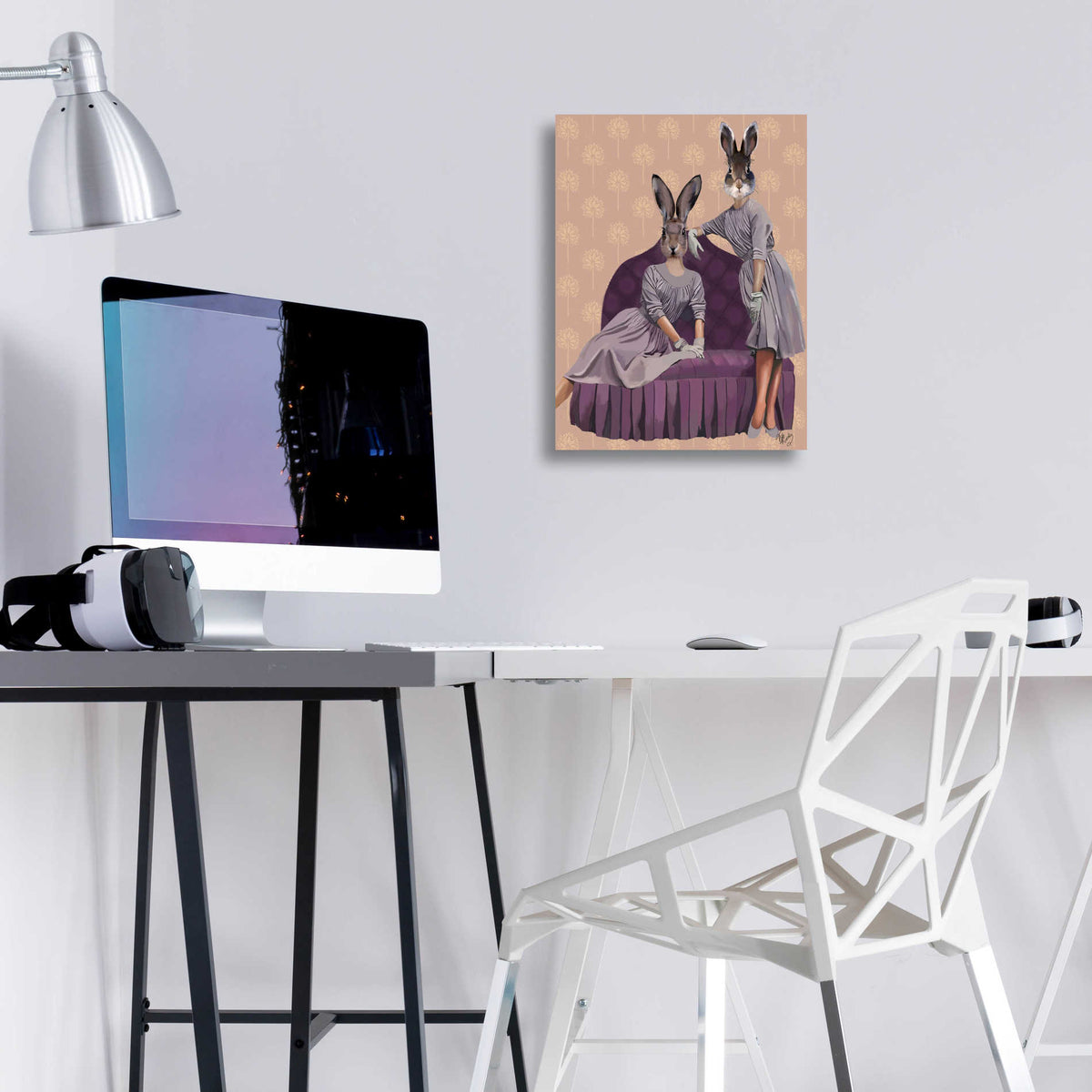 Epic Art 'Rabbits in Purple' by Fab Funky, Acrylic Glass Wall Art,12x16