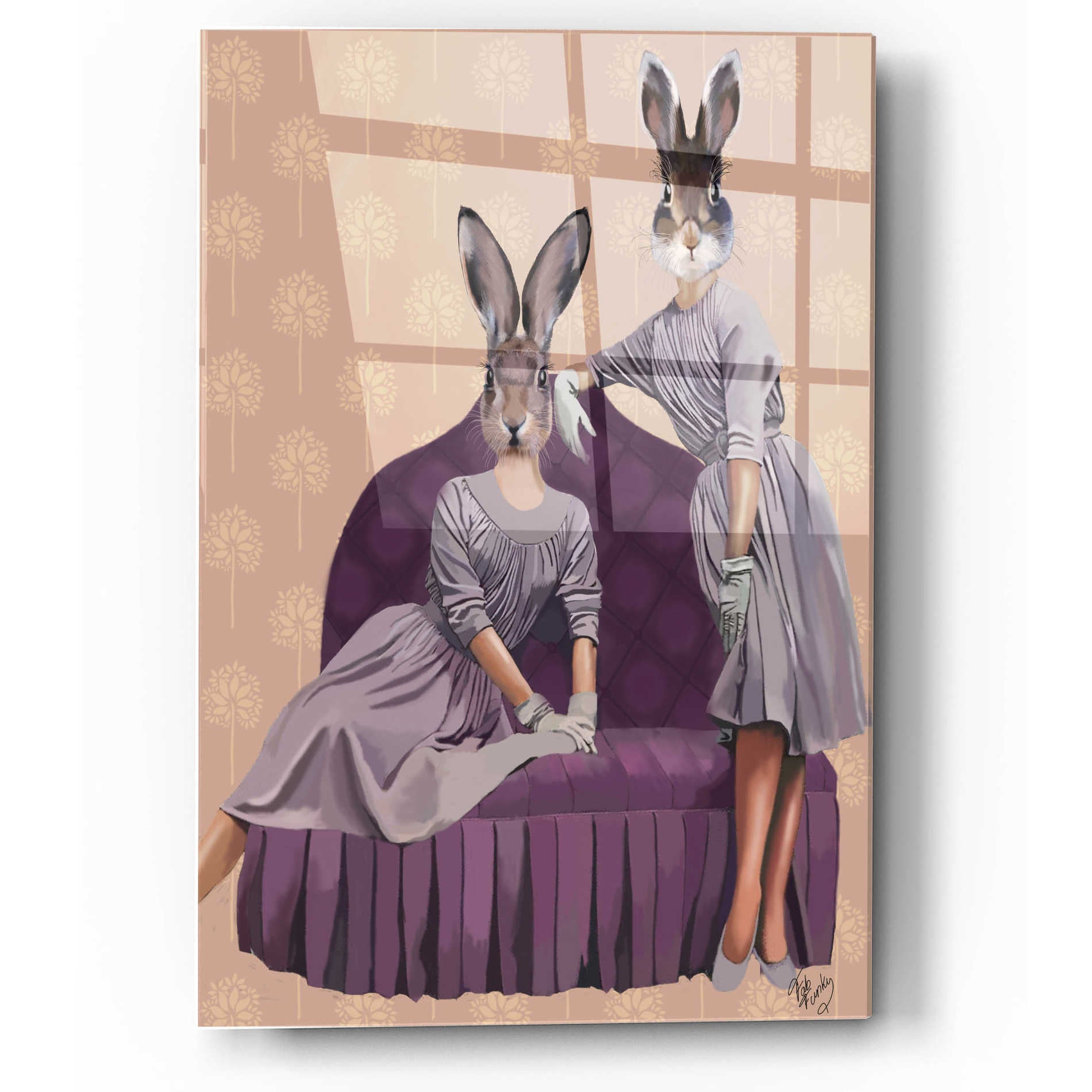 Epic Art 'Rabbits in Purple' by Fab Funky, Acrylic Glass Wall Art,12x16