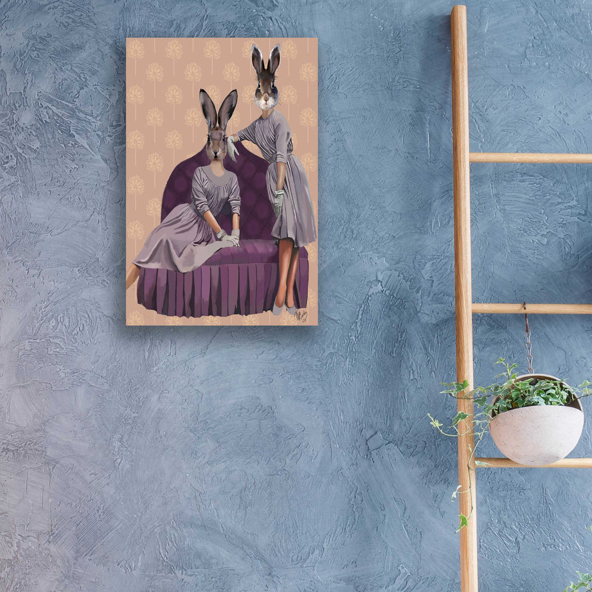 Epic Art 'Rabbits in Purple' by Fab Funky, Acrylic Glass Wall Art,16x24