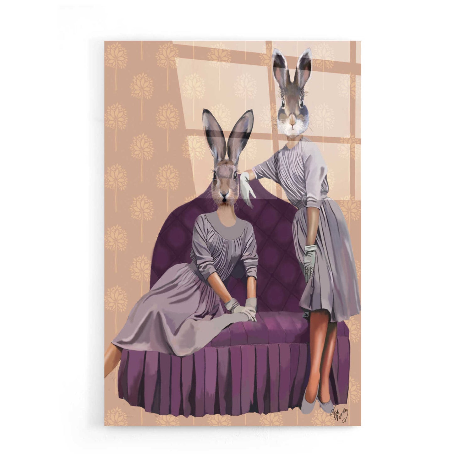 Epic Art 'Rabbits in Purple' by Fab Funky, Acrylic Glass Wall Art,16x24