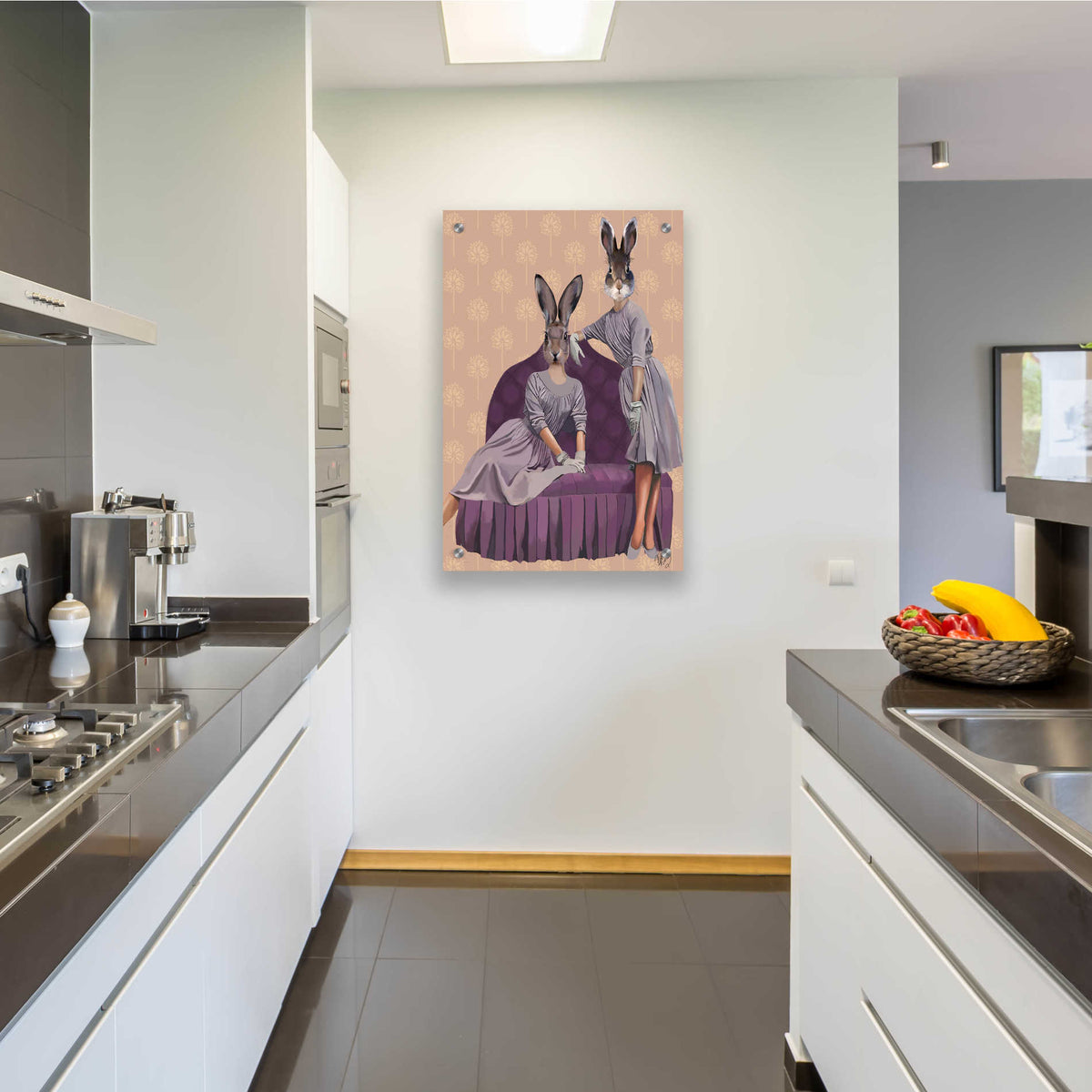 Epic Art 'Rabbits in Purple' by Fab Funky, Acrylic Glass Wall Art,24x36