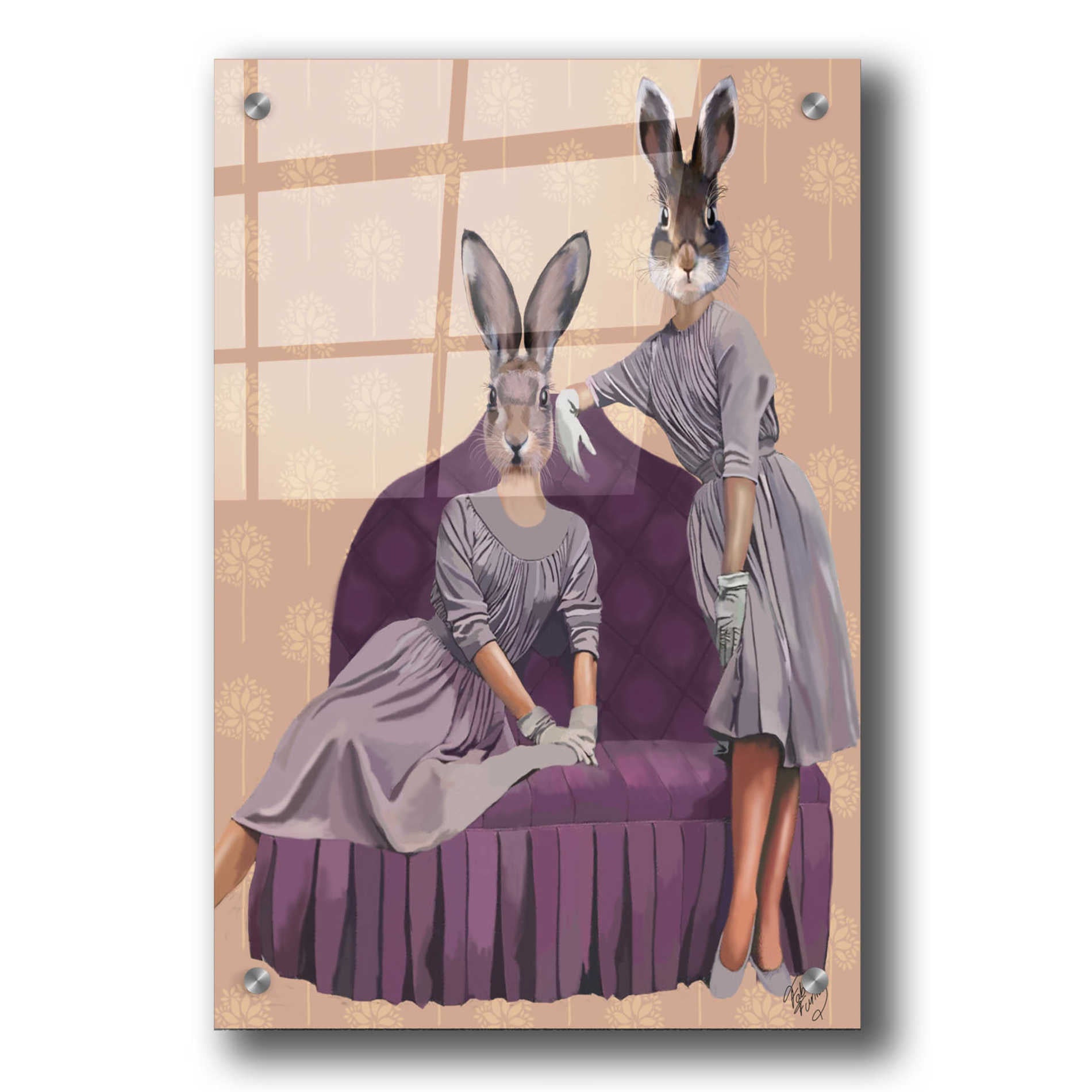 Epic Art 'Rabbits in Purple' by Fab Funky, Acrylic Glass Wall Art,24x36