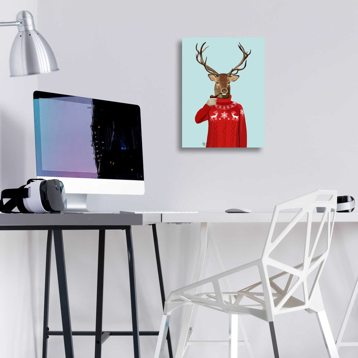 Epic Art 'Deer in Ski Sweater' by Fab Funky, Acrylic Glass Wall Art,12x16