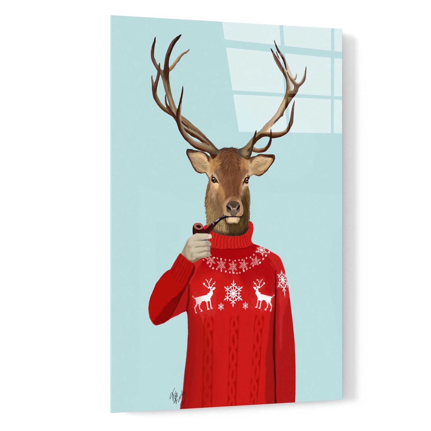 Epic Art 'Deer in Ski Sweater' by Fab Funky, Acrylic Glass Wall Art,16x24