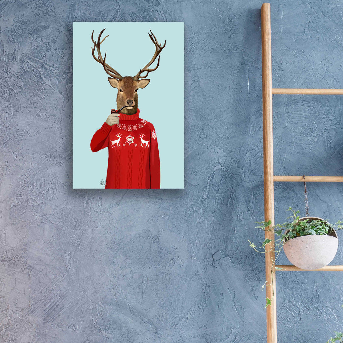 Epic Art 'Deer in Ski Sweater' by Fab Funky, Acrylic Glass Wall Art,16x24