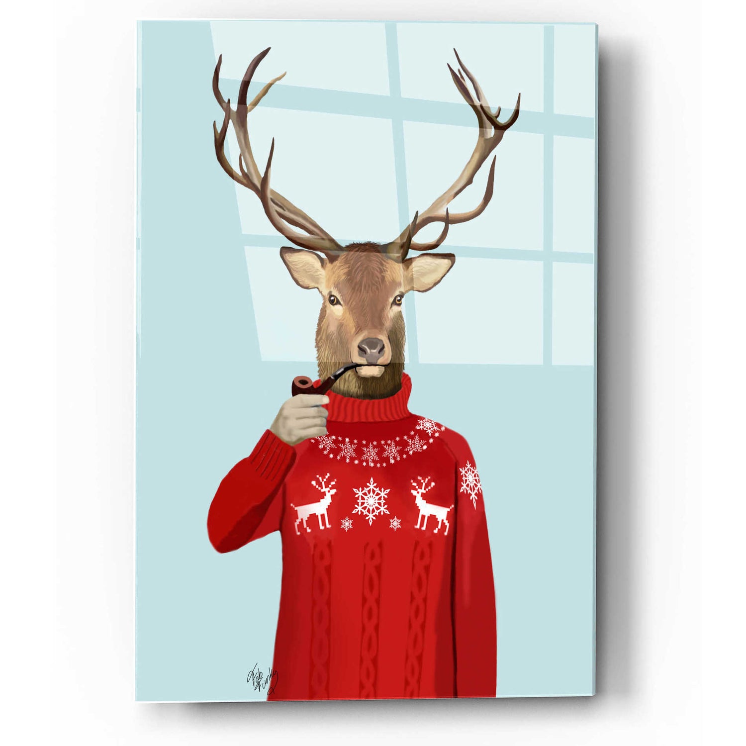 Epic Art 'Deer in Ski Sweater' by Fab Funky, Acrylic Glass Wall Art