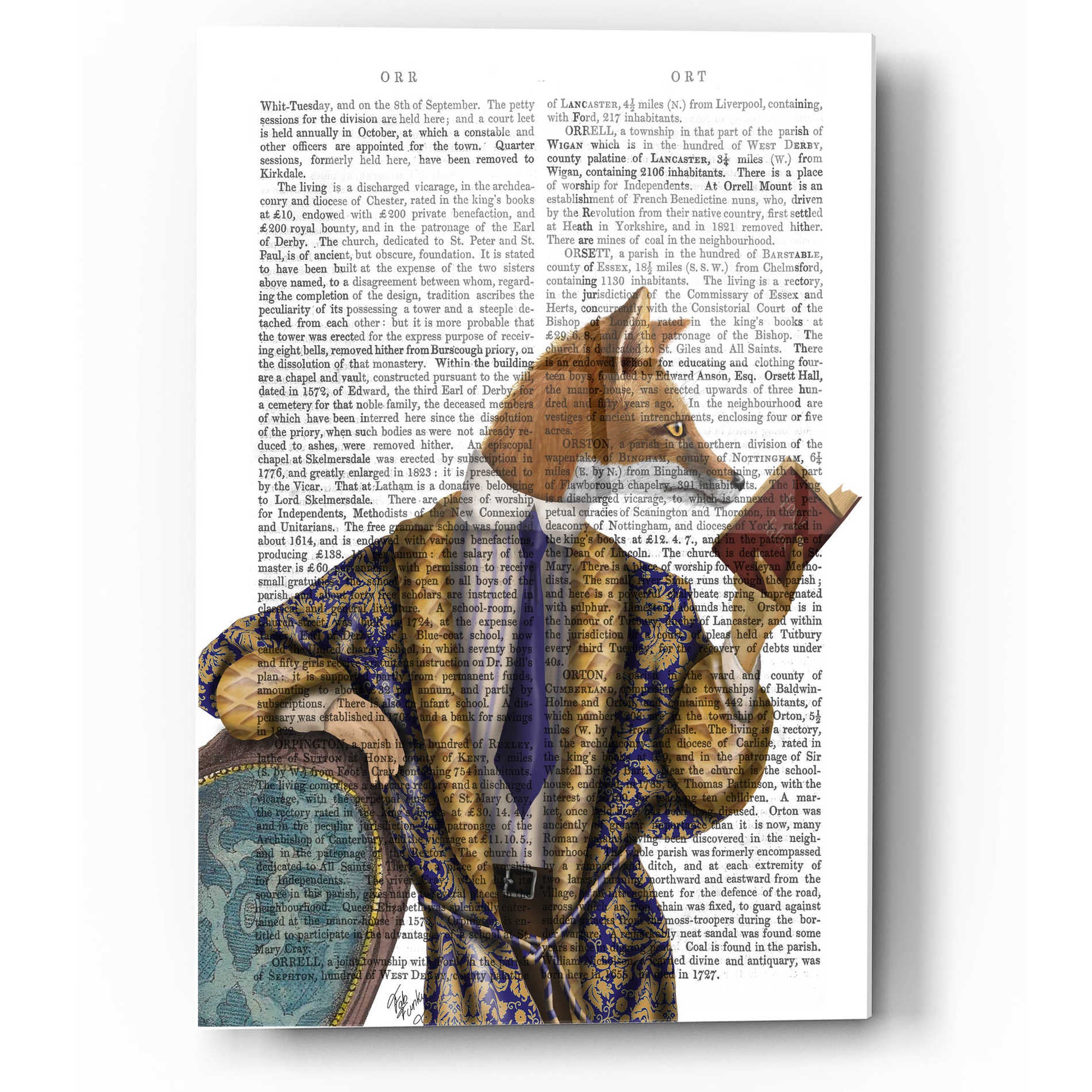 Epic Art 'Book Reader Fox' by Fab Funky, Acrylic Glass Wall Art,12x16