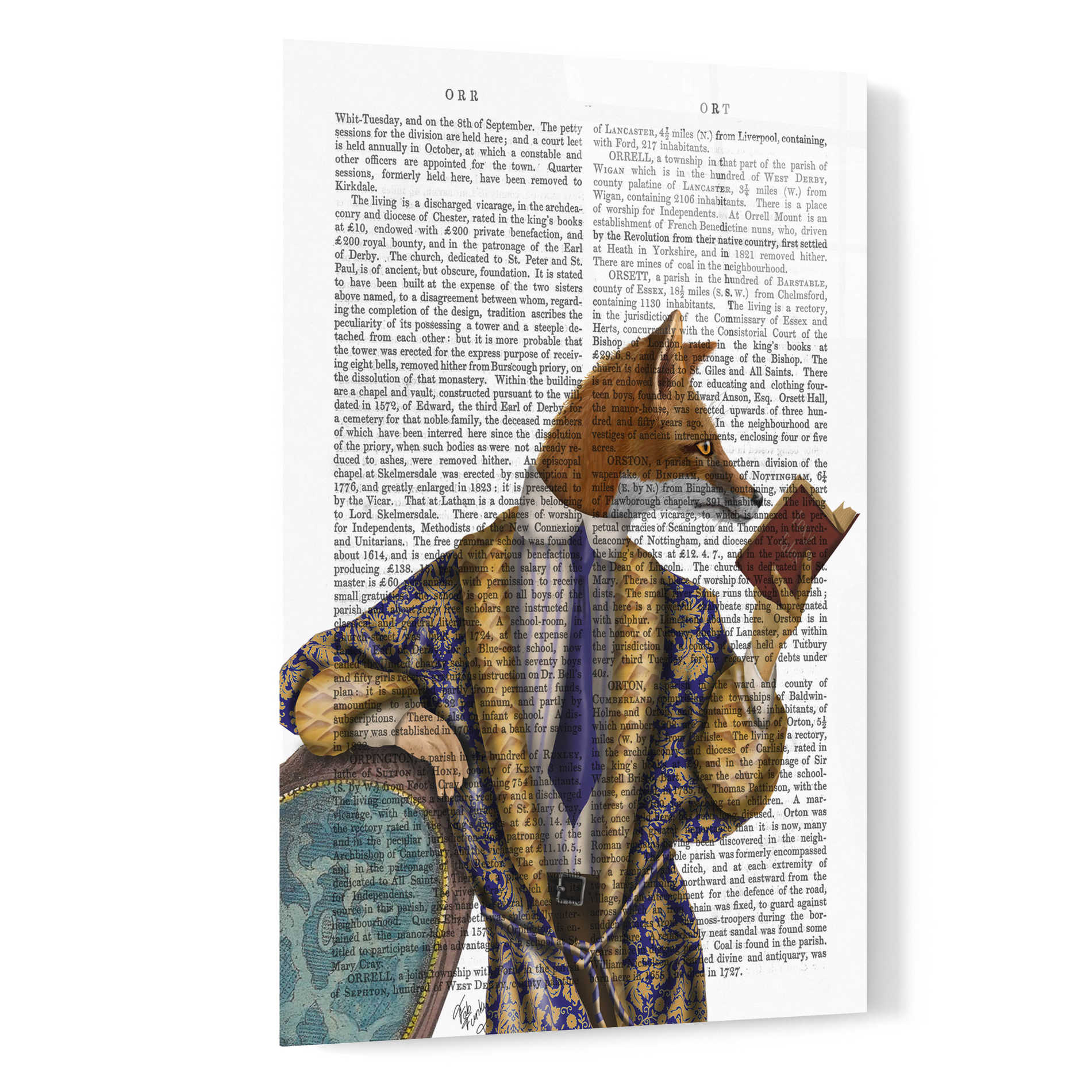 Epic Art 'Book Reader Fox' by Fab Funky, Acrylic Glass Wall Art,16x24