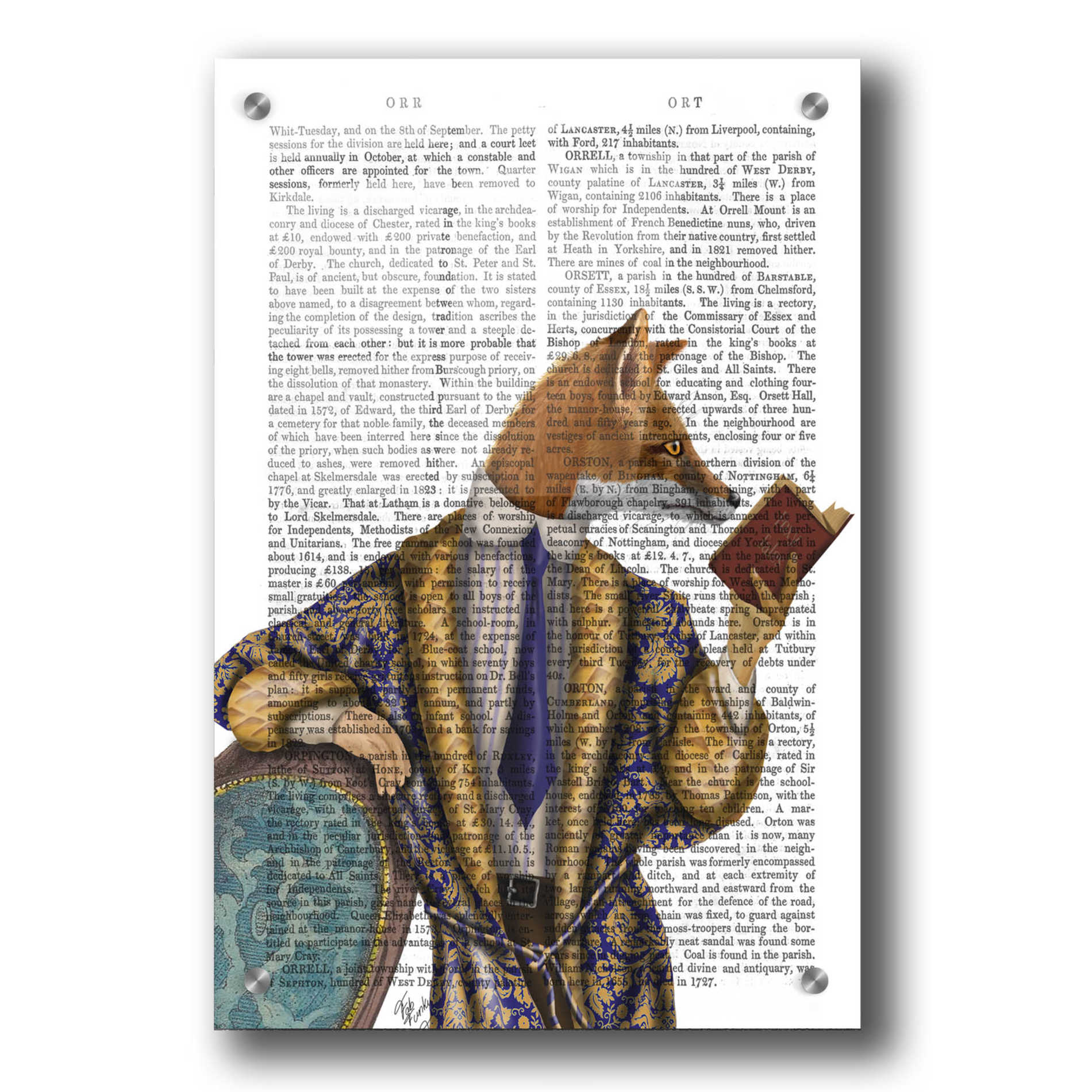 Epic Art 'Book Reader Fox' by Fab Funky, Acrylic Glass Wall Art,24x36