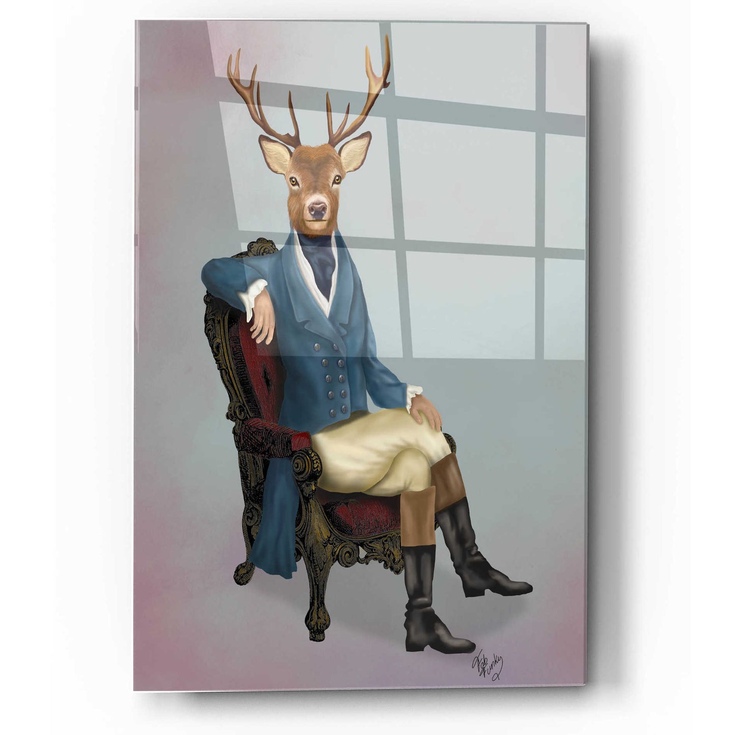 Epic Art 'Distinguished Deer Full' by Fab Funky, Acrylic Glass Wall Art,12x16