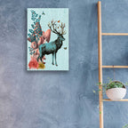 Epic Art 'Turquoise Deer in Mushroom Forest' by Fab Funky, Acrylic Glass Wall Art,16x24