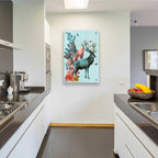 Epic Art 'Turquoise Deer in Mushroom Forest' by Fab Funky, Acrylic Glass Wall Art,24x36