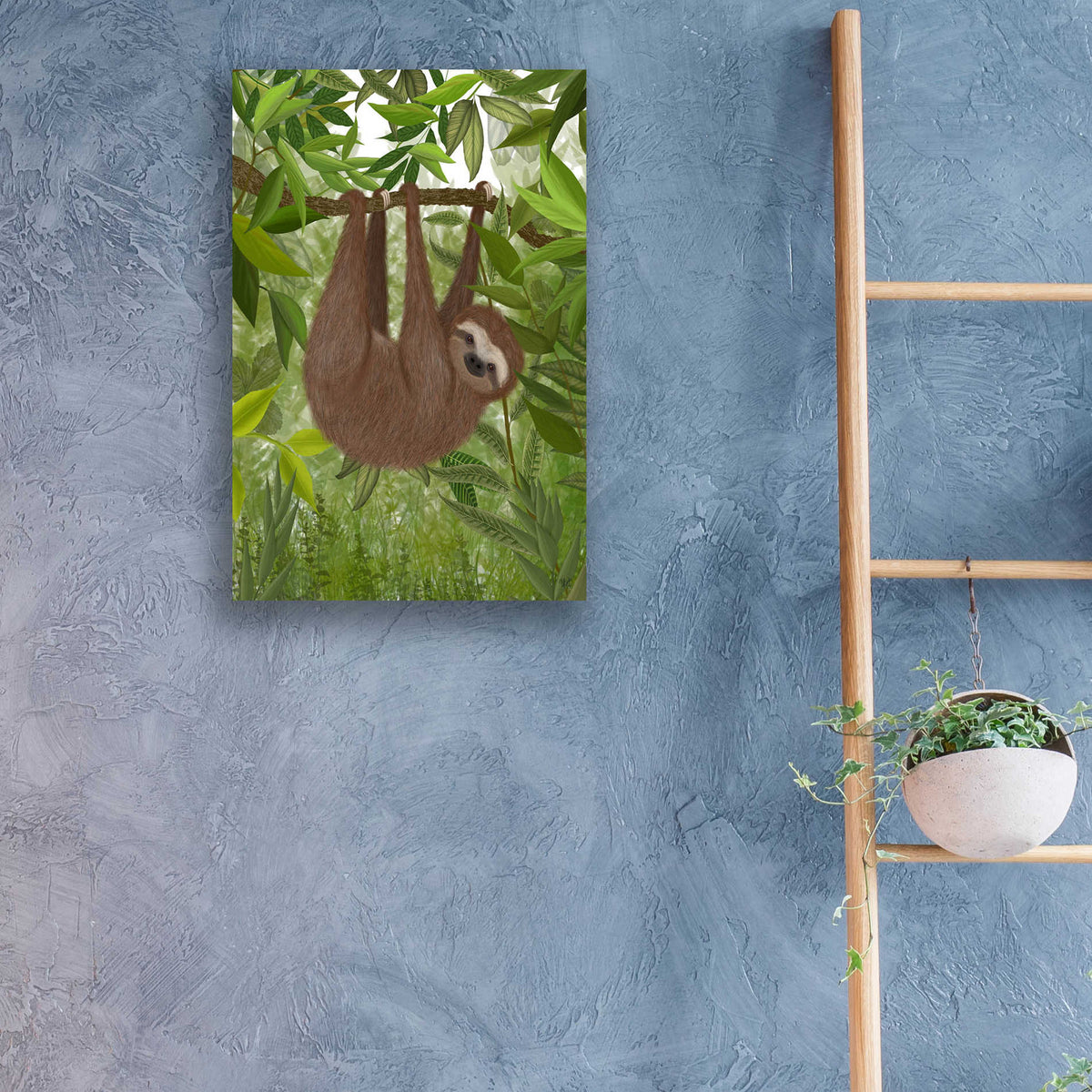 Epic Art 'Sloth Hanging Around' by Fab Funky, Acrylic Glass Wall Art,16x24