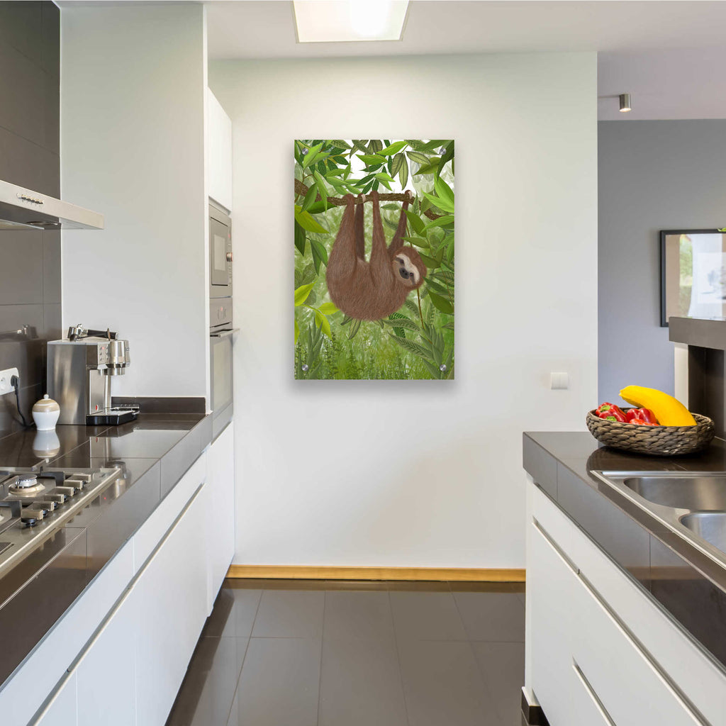 Epic Art 'Sloth Hanging Around' by Fab Funky, Acrylic Glass Wall Art,24x36