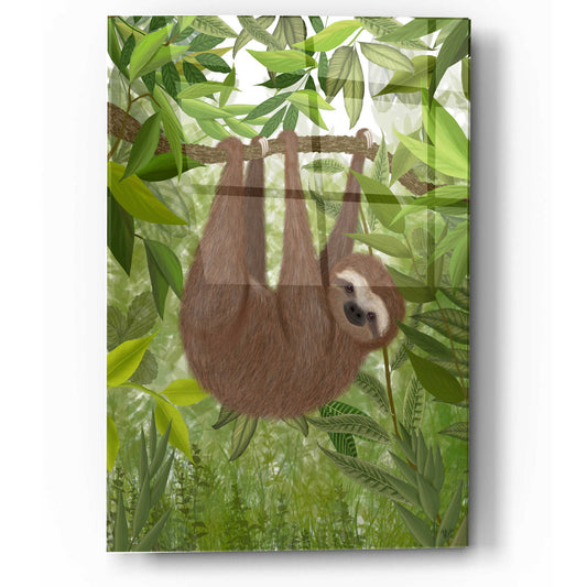 Epic Art 'Sloth Hanging Around' by Fab Funky, Acrylic Glass Wall Art