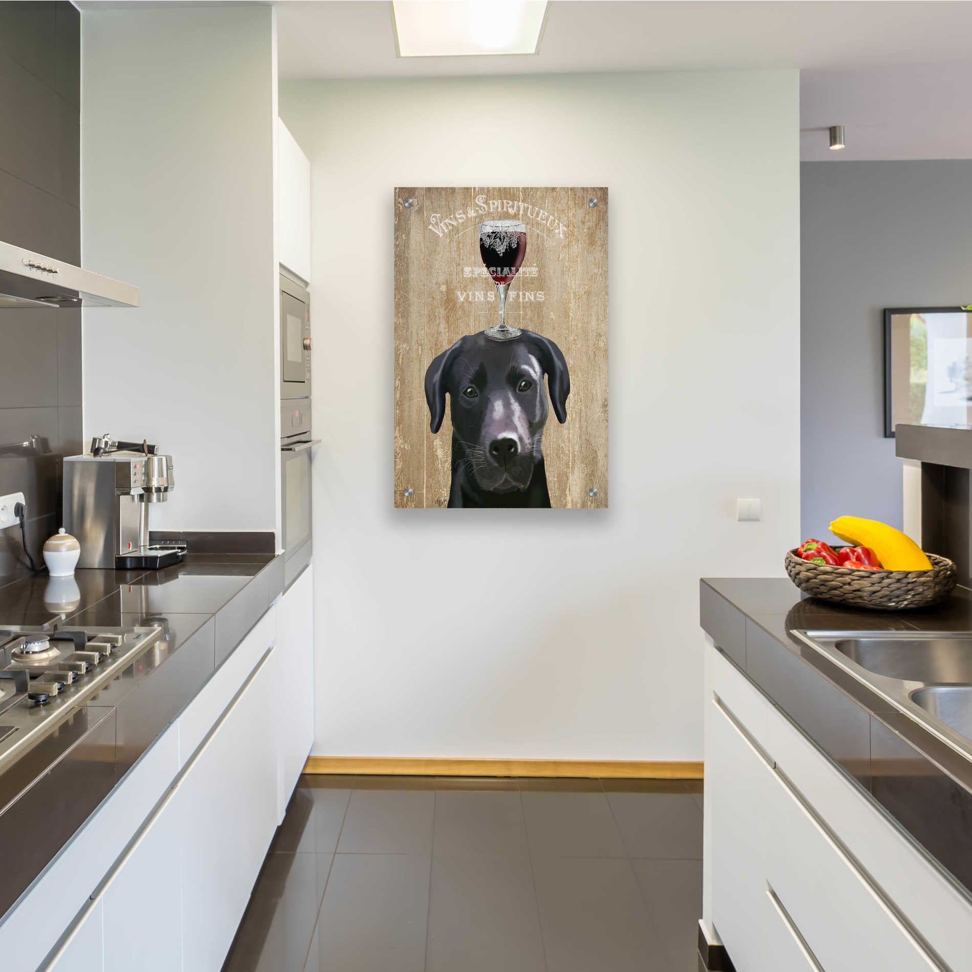 Epic Art 'Dog Au Vin, Black Labrador' by Fab Funky, Acrylic Glass Wall Art,24x36