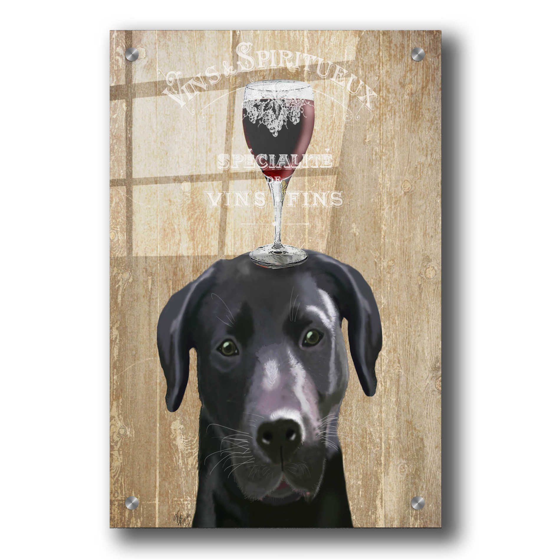 Epic Art 'Dog Au Vin, Black Labrador' by Fab Funky, Acrylic Glass Wall Art,24x36