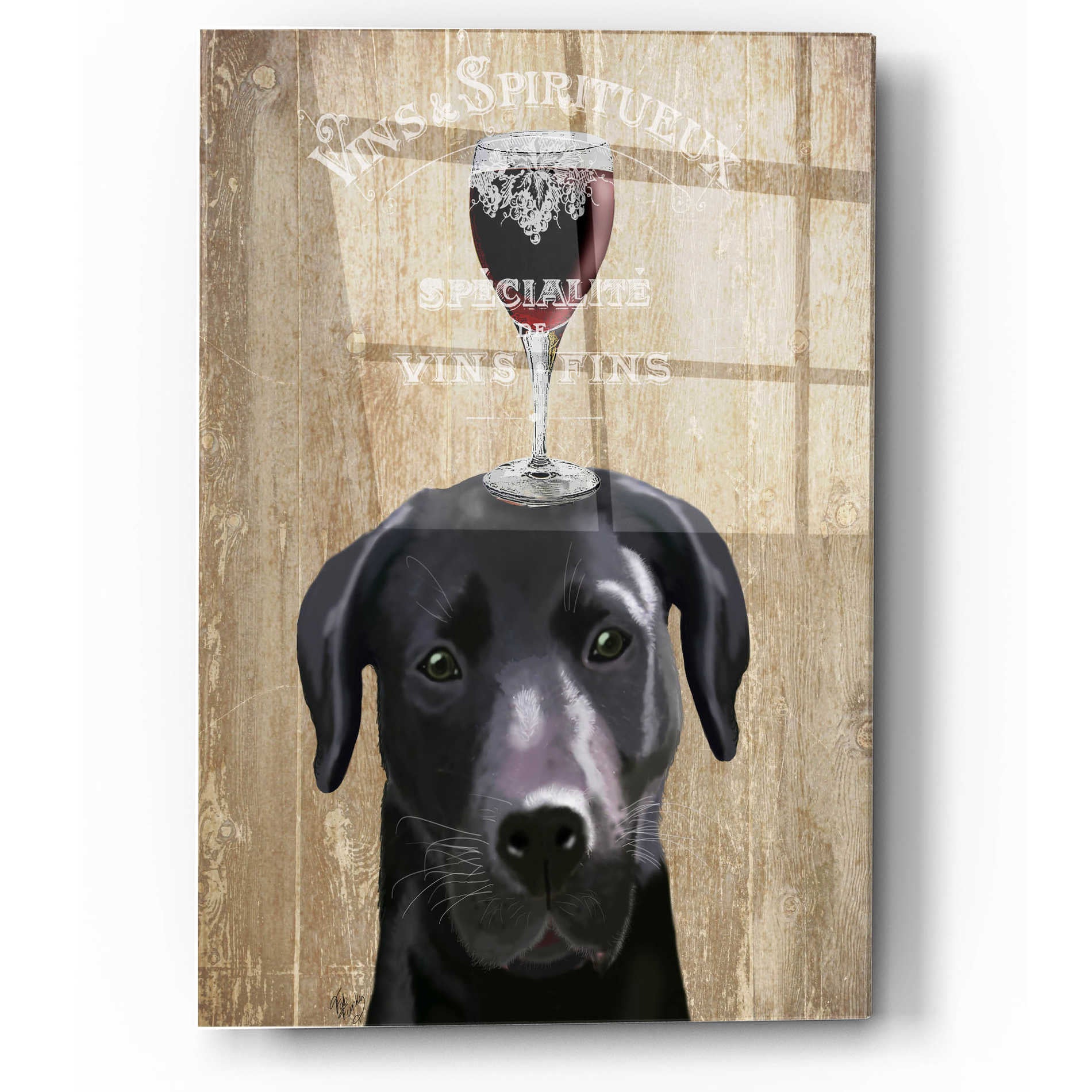 Epic Art 'Dog Au Vin, Black Labrador' by Fab Funky, Acrylic Glass Wall Art
