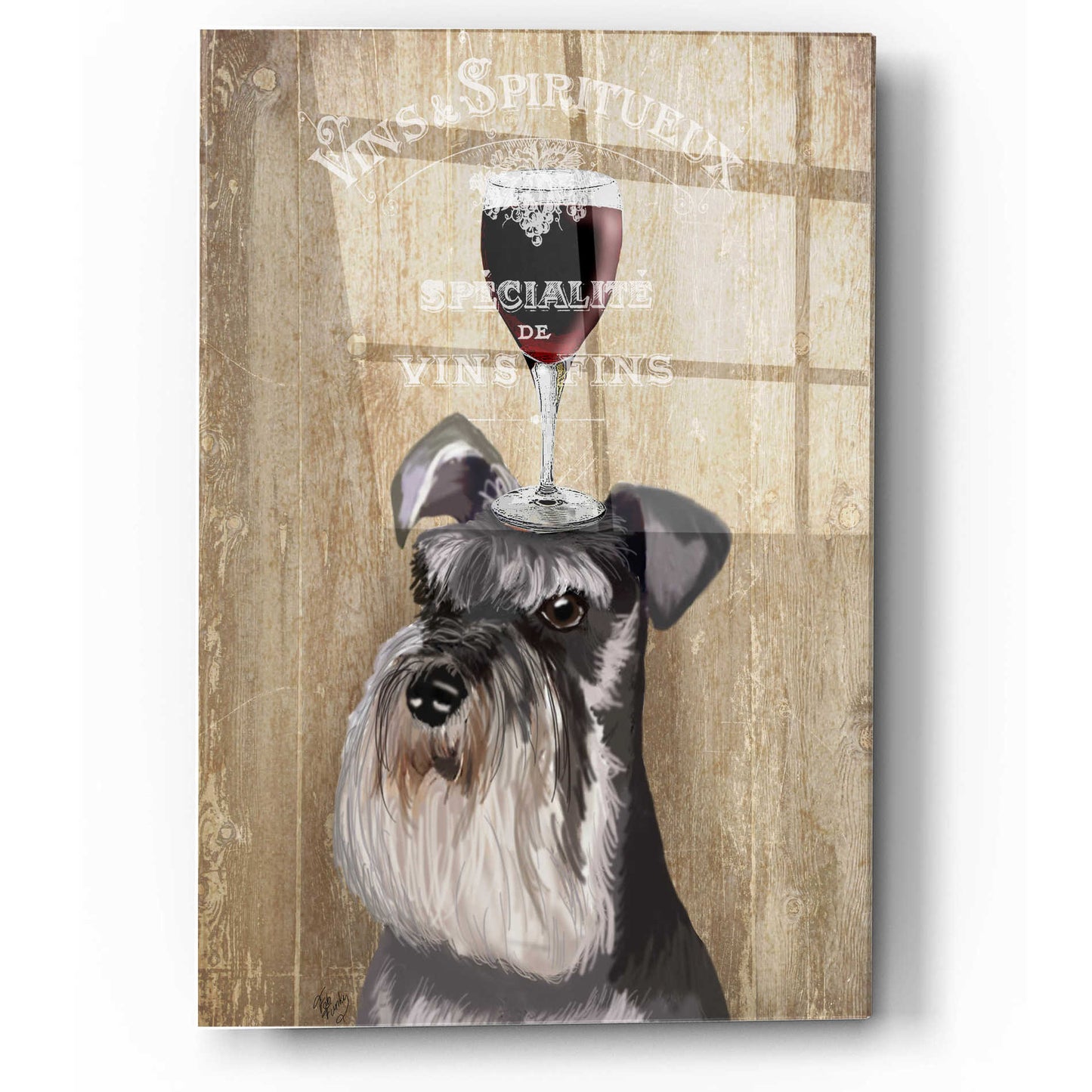 Epic Art 'Dog Au Vin, Schnauzer' by Fab Funky, Acrylic Glass Wall Art,12x16