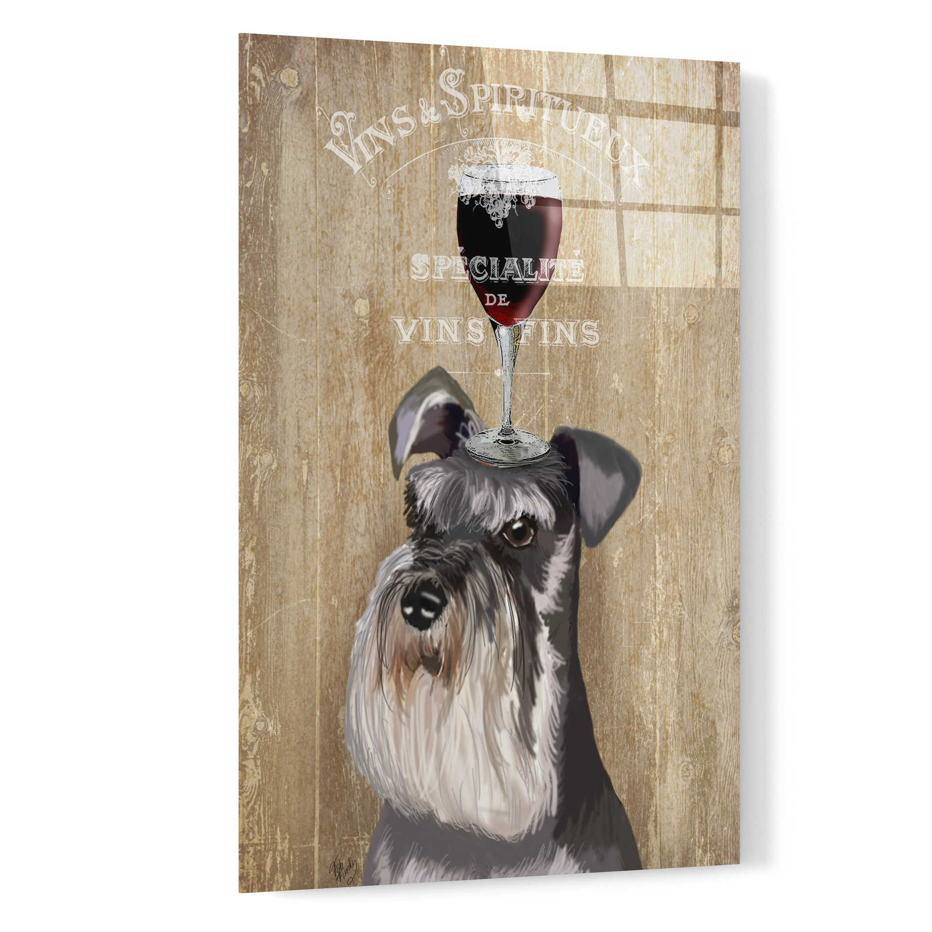 Epic Art 'Dog Au Vin, Schnauzer' by Fab Funky, Acrylic Glass Wall Art,16x24