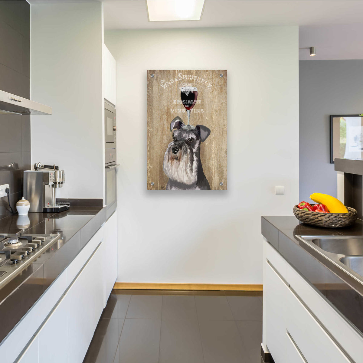 Epic Art 'Dog Au Vin, Schnauzer' by Fab Funky, Acrylic Glass Wall Art,24x36