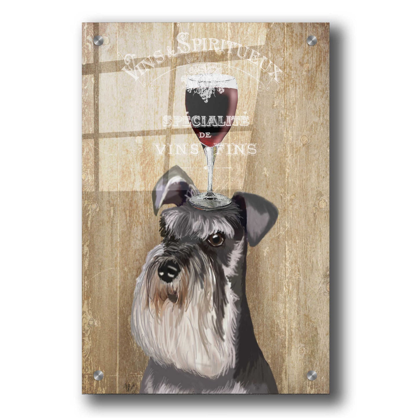 Epic Art 'Dog Au Vin, Schnauzer' by Fab Funky, Acrylic Glass Wall Art,24x36