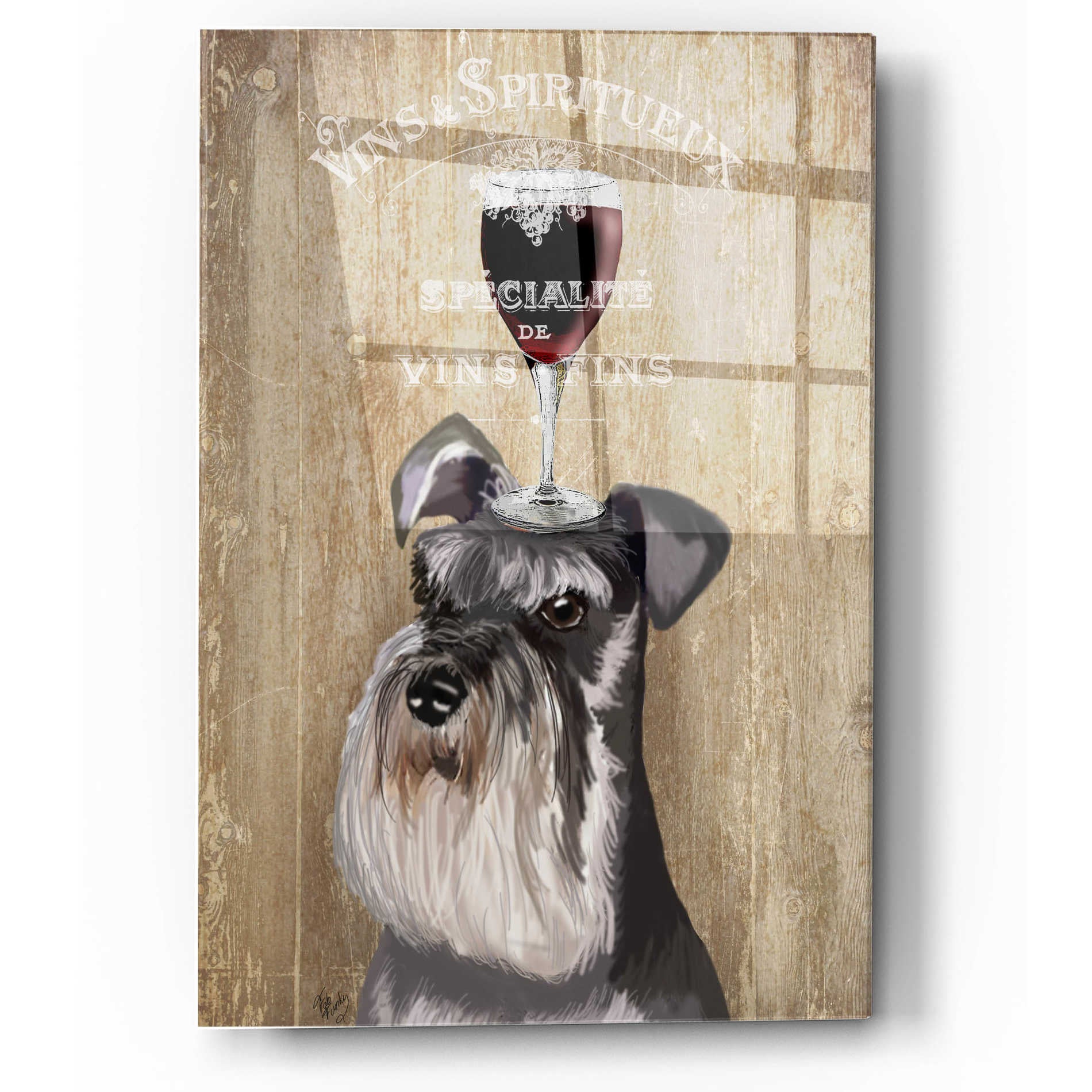 Epic Art 'Dog Au Vin, Schnauzer' by Fab Funky, Acrylic Glass Wall Art