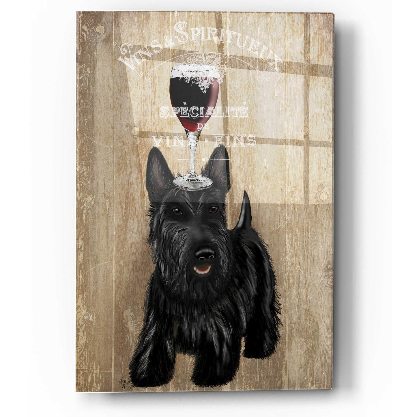 Epic Art 'Dog Au Vin, Scottish Terrier' by Fab Funky, Acrylic Glass Wall Art,12x16