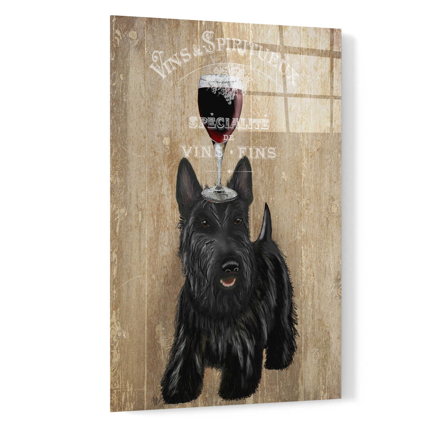 Epic Art 'Dog Au Vin, Scottish Terrier' by Fab Funky, Acrylic Glass Wall Art,16x24